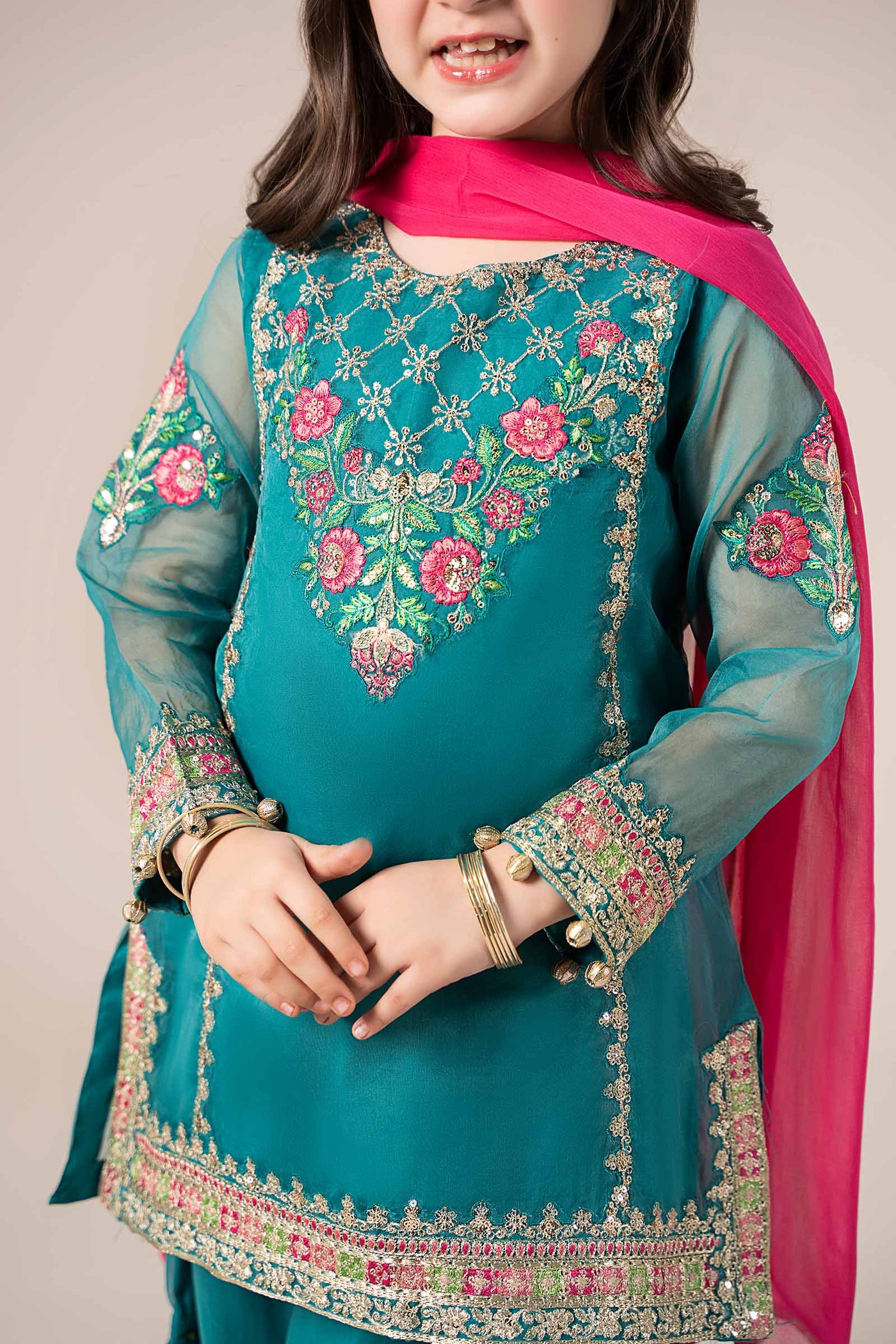 3 Piece Embroidered Organza Suit