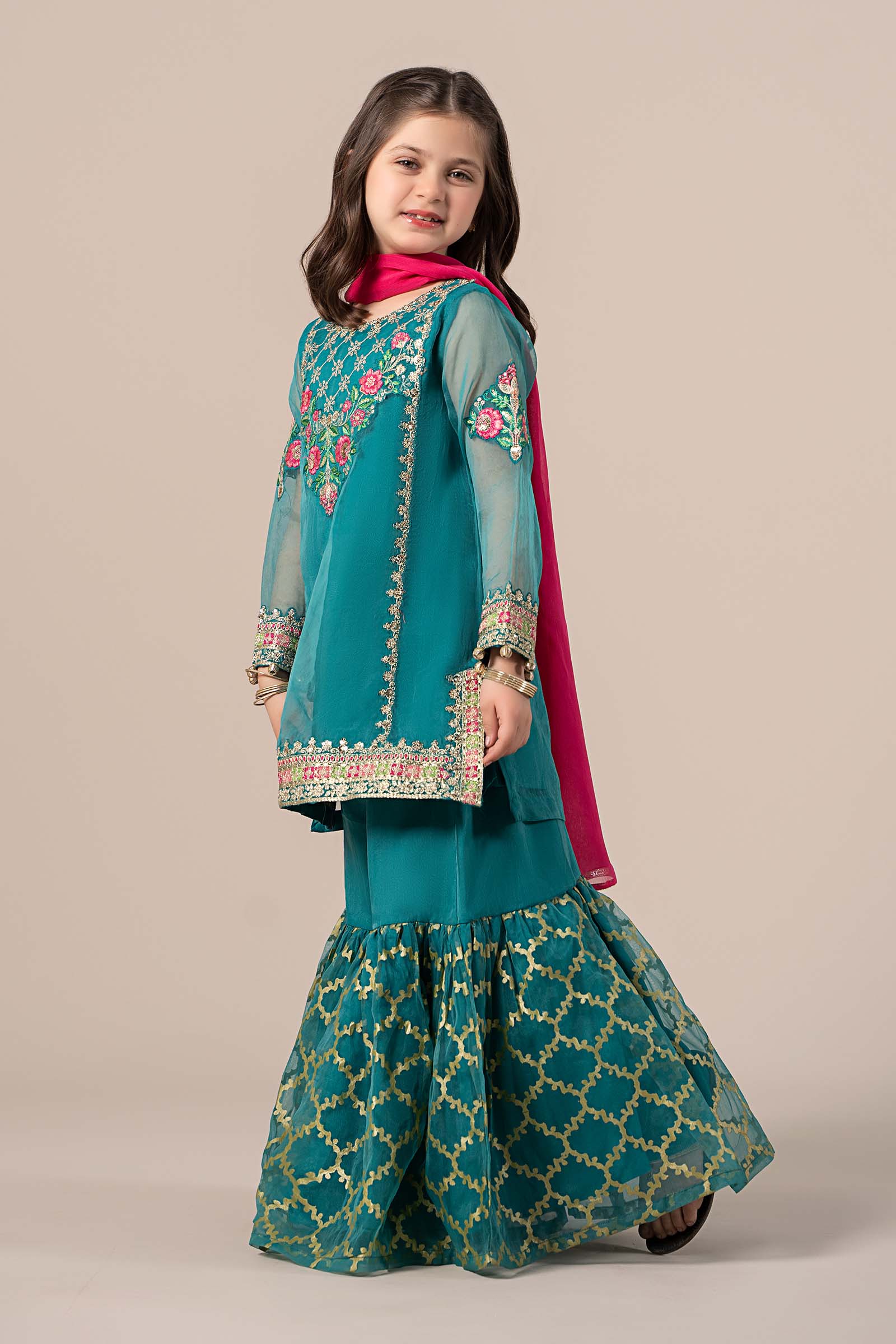 3 Piece Embroidered Organza Suit