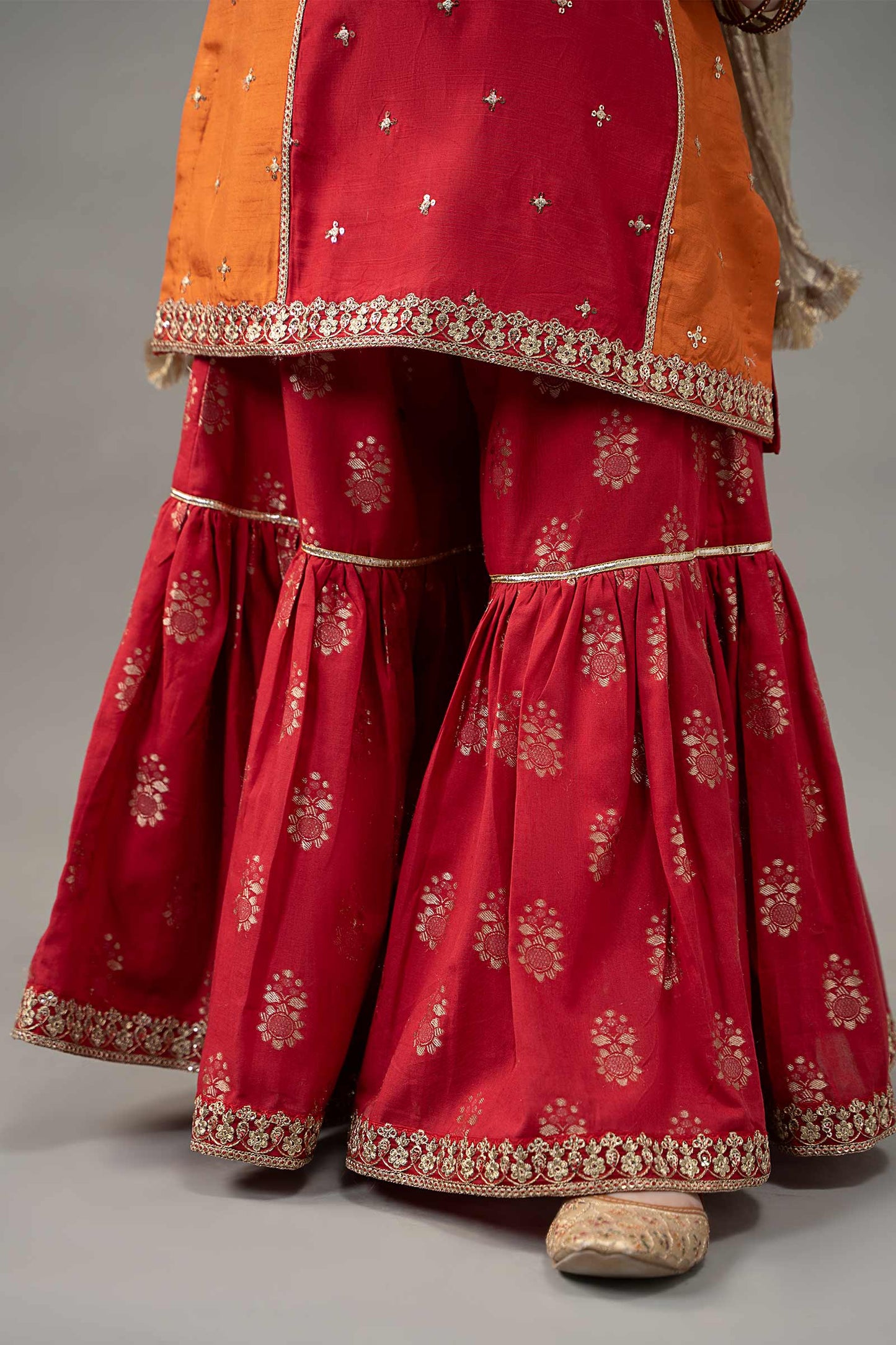 3 Piece Embroidered Raw Silk Suit