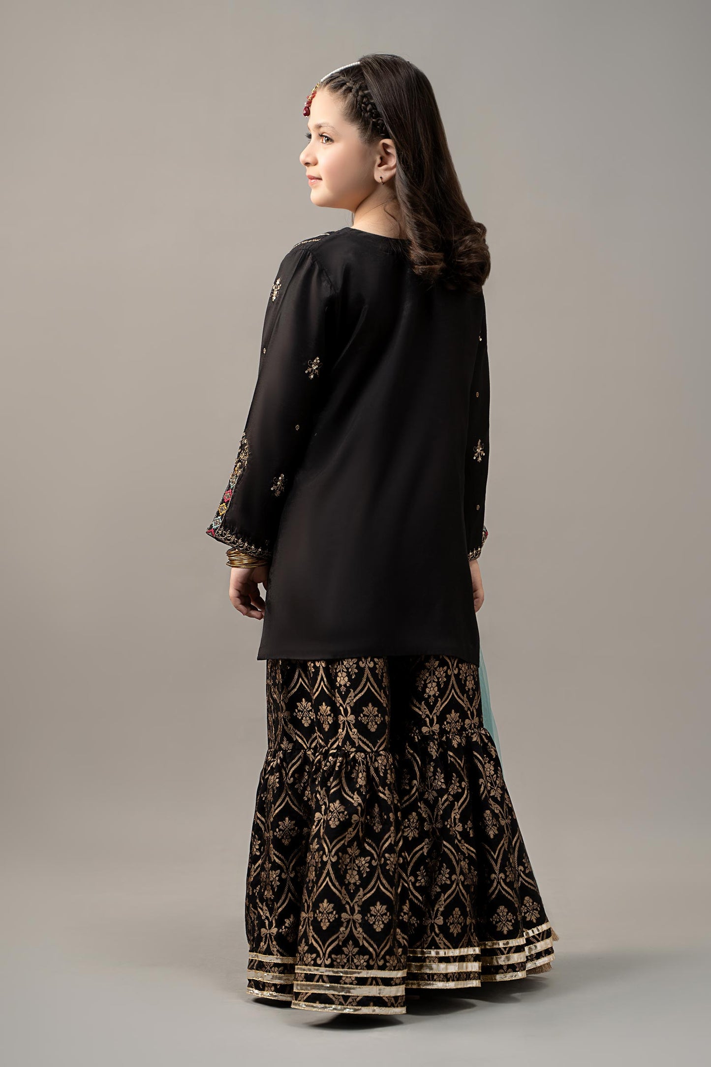 3 Piece Embroidered Raw Silk Suit