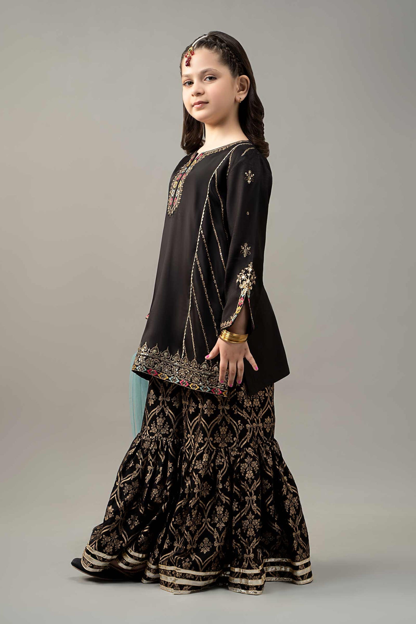 3 Piece Embroidered Raw Silk Suit