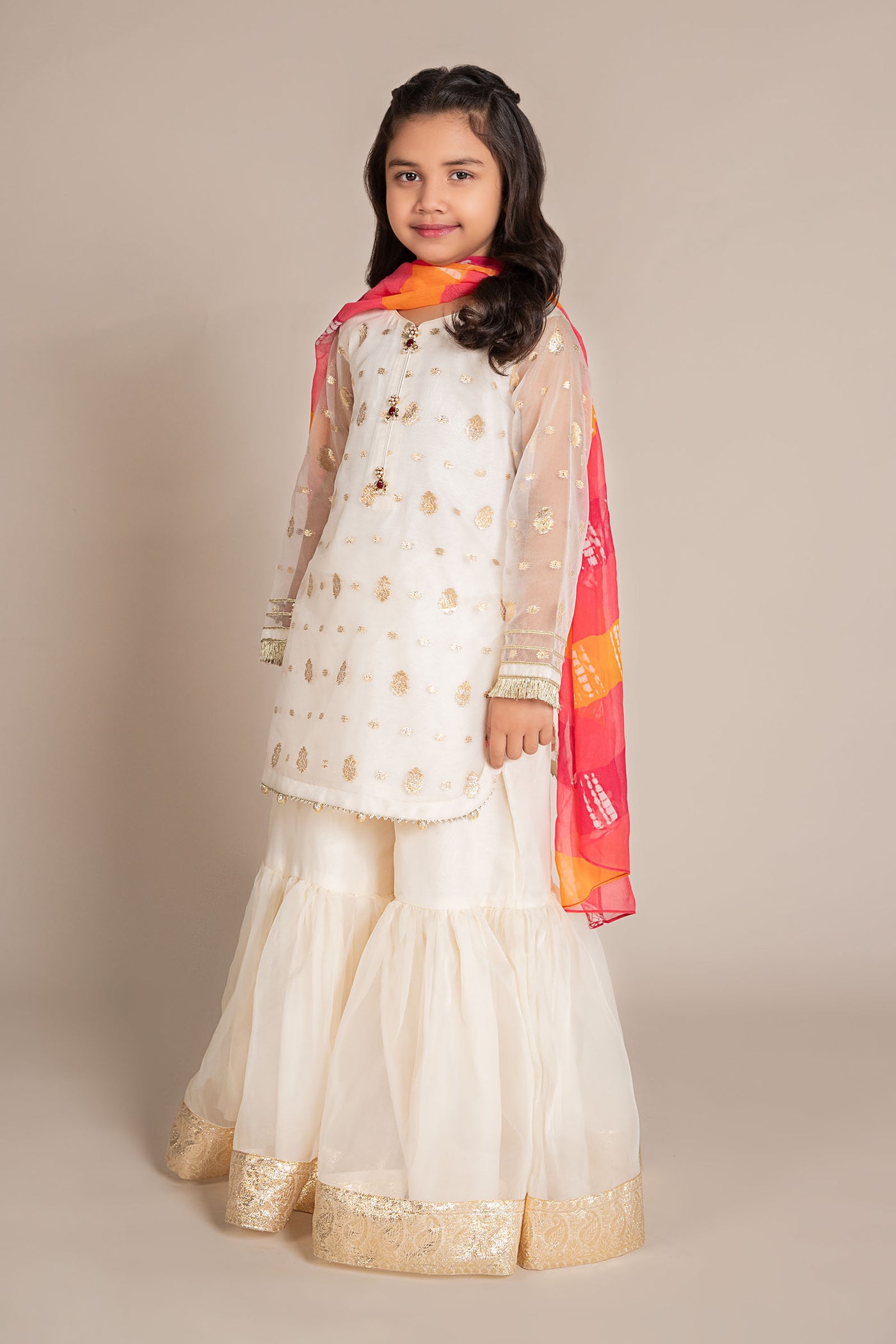 3 Piece Embroidered Organza Lurex Suit