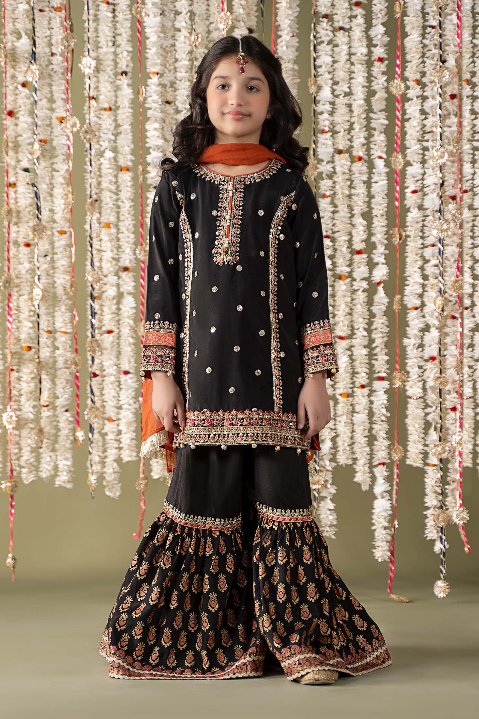 3 Piece Embroidered Raw Silk Suit