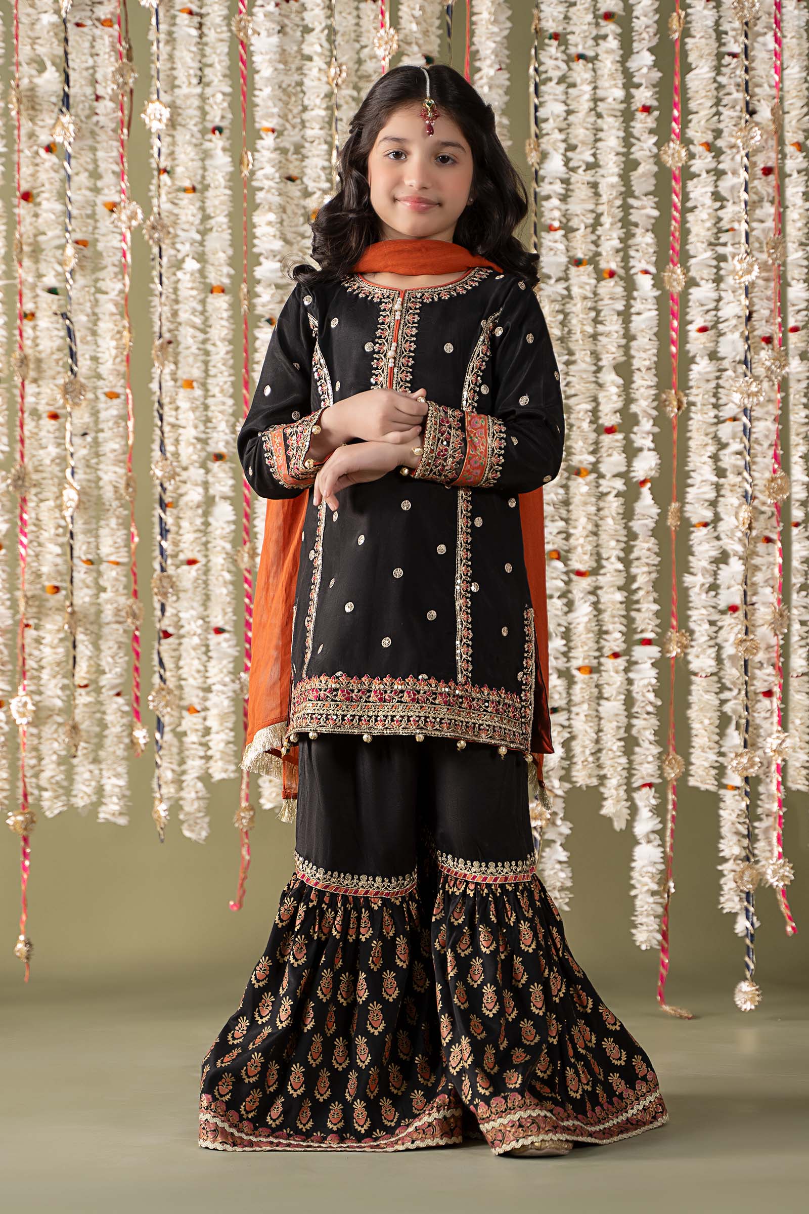 3 Piece Embroidered Raw Silk Suit