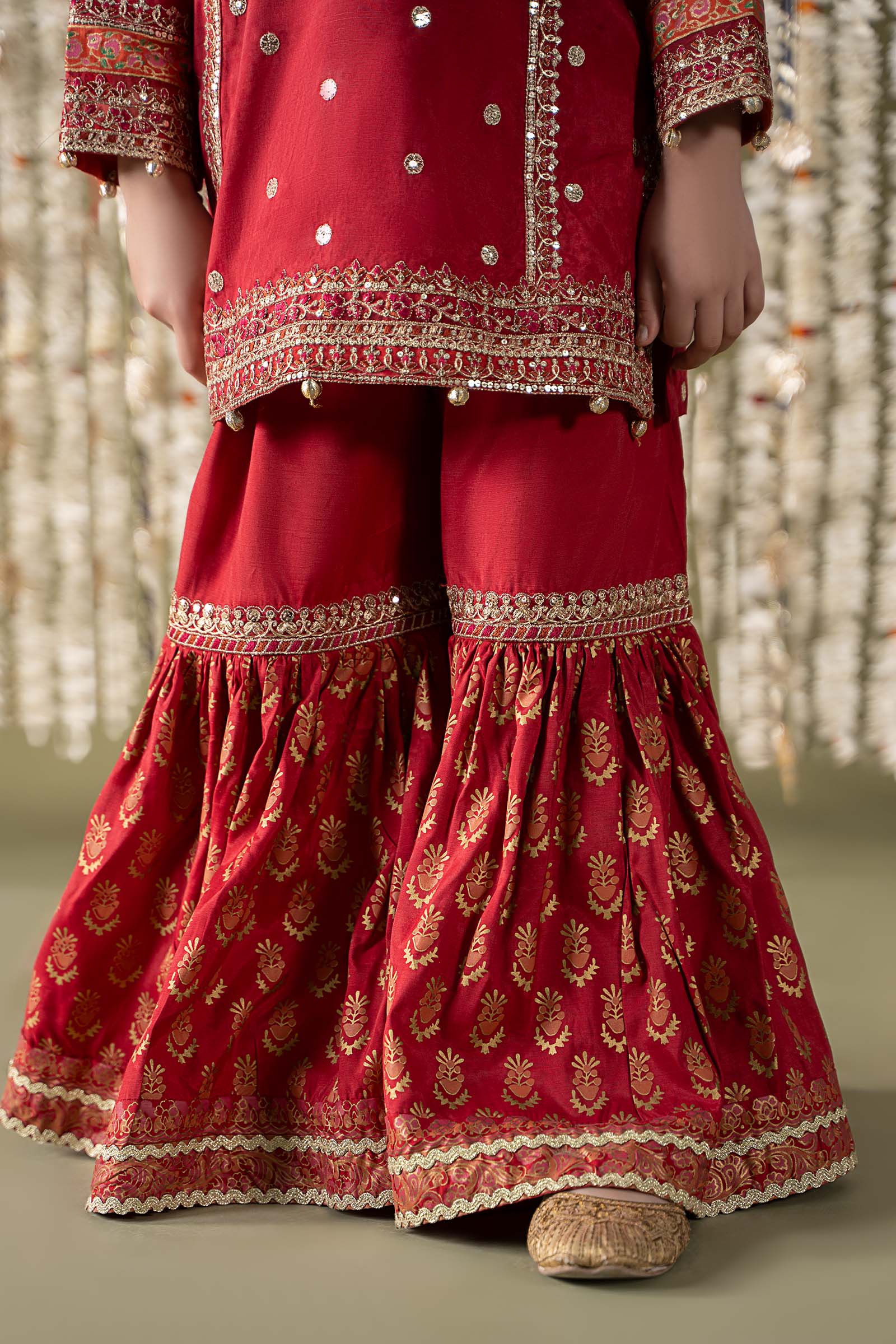 3 Piece Embroidered Raw Silk Suit