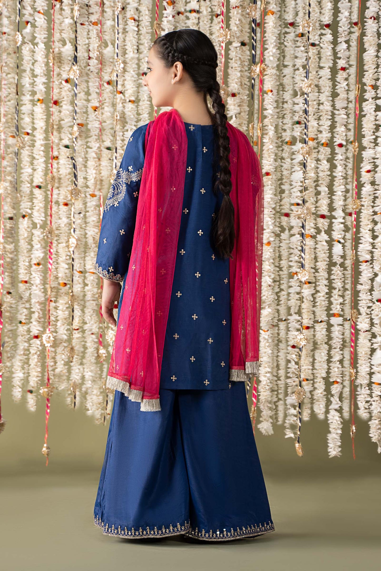 3 Piece Embroidered Raw Silk Suit