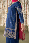3 Piece Embroidered Raw Silk Suit
