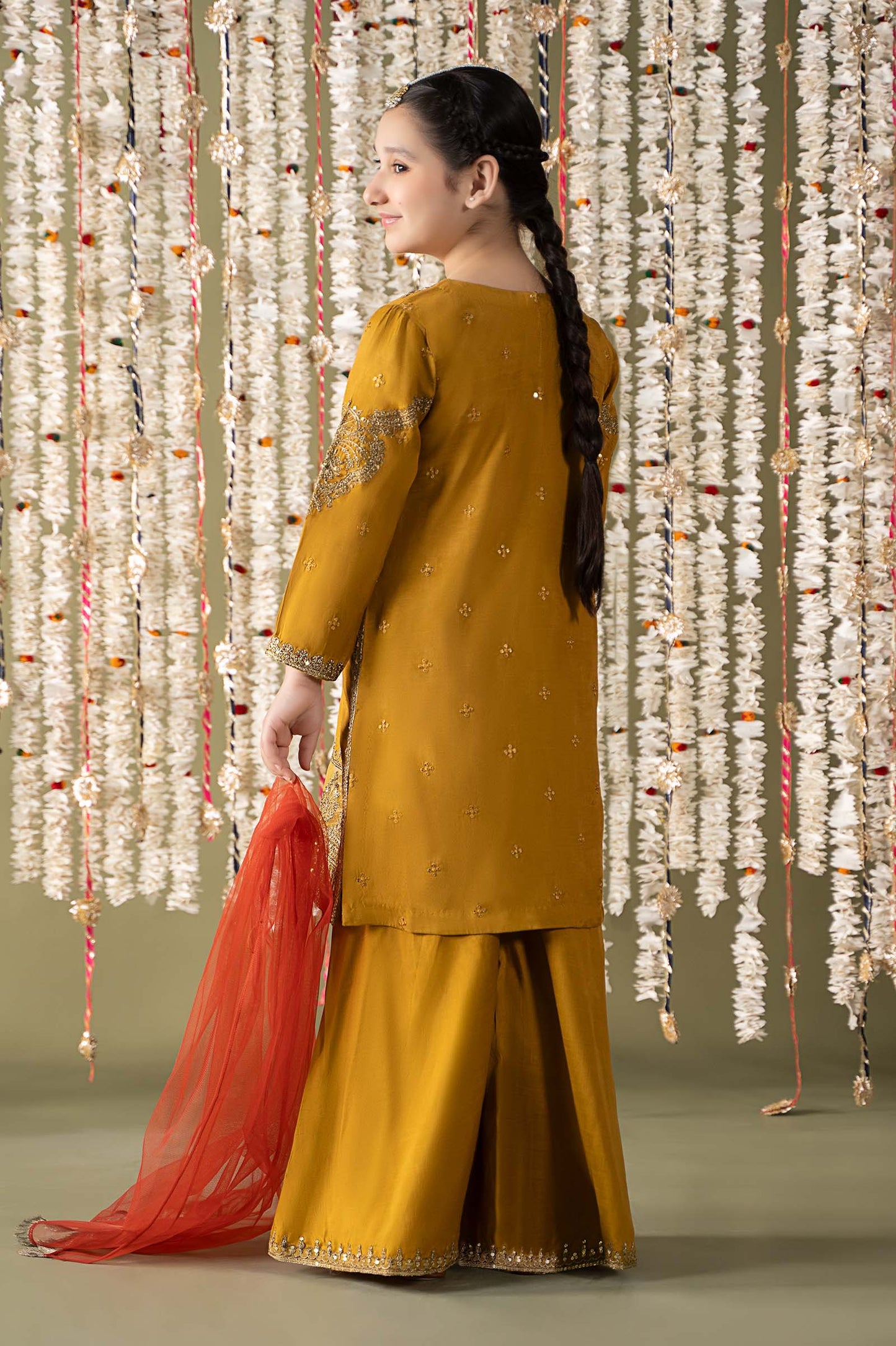 3 Piece Embroidered Raw Silk Suit