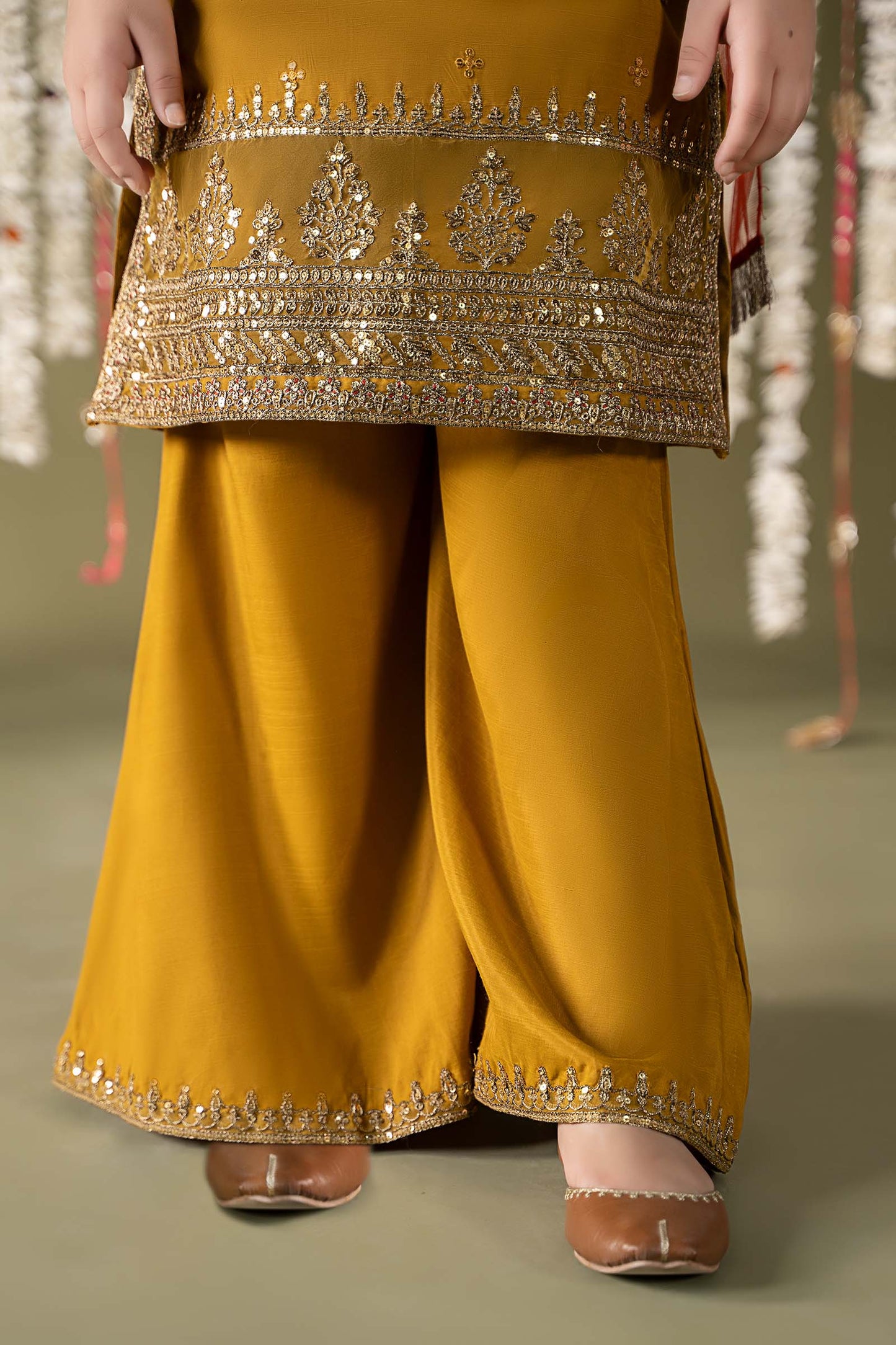 3 Piece Embroidered Raw Silk Suit
