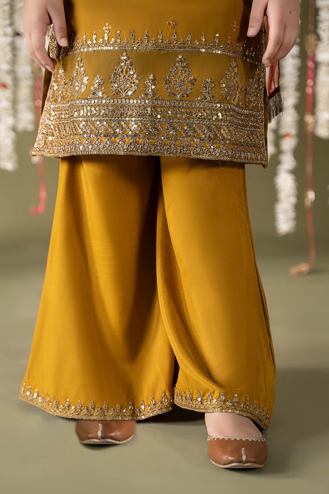3 Piece Embroidered Raw Silk Suit