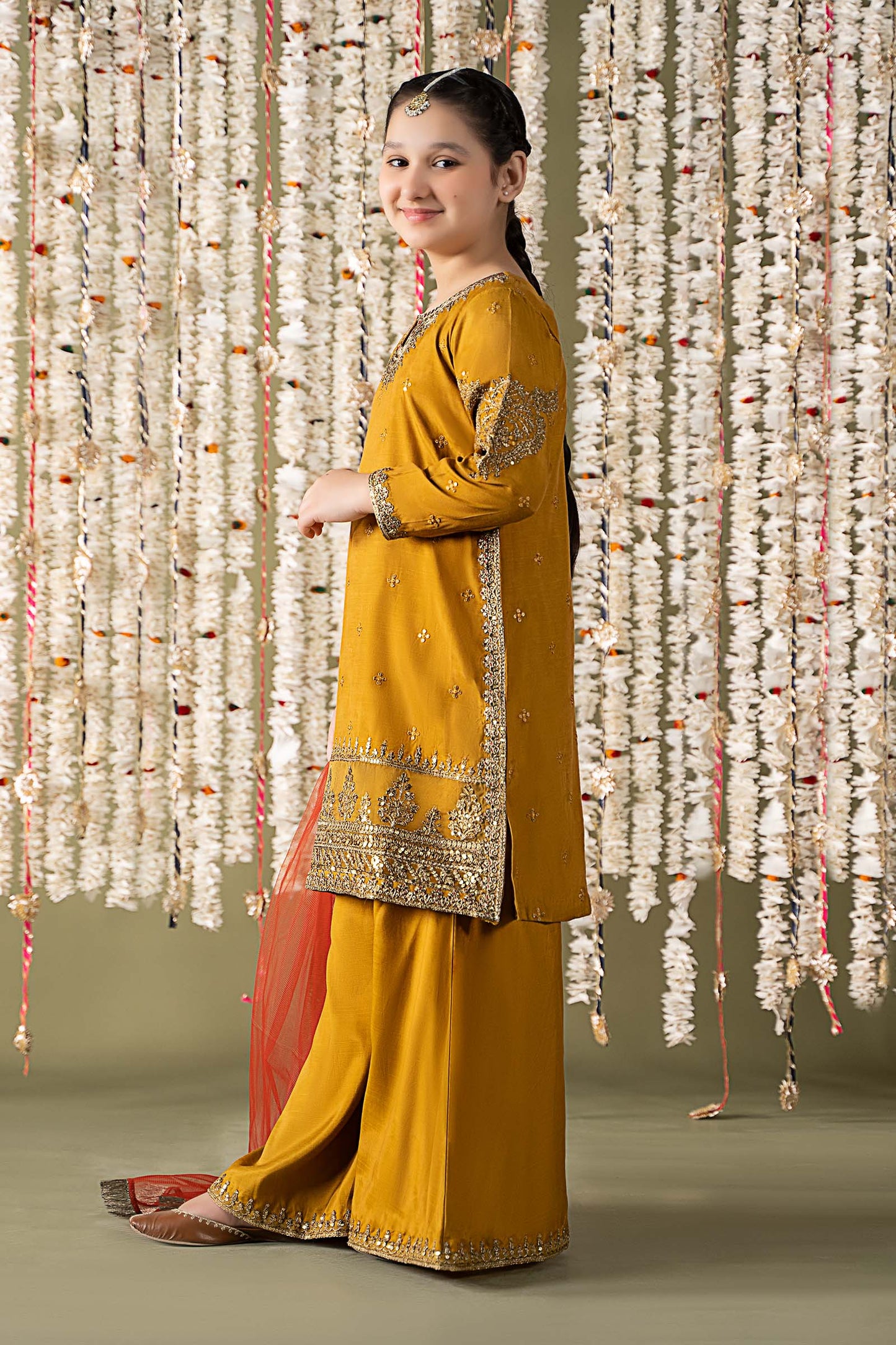 3 Piece Embroidered Raw Silk Suit