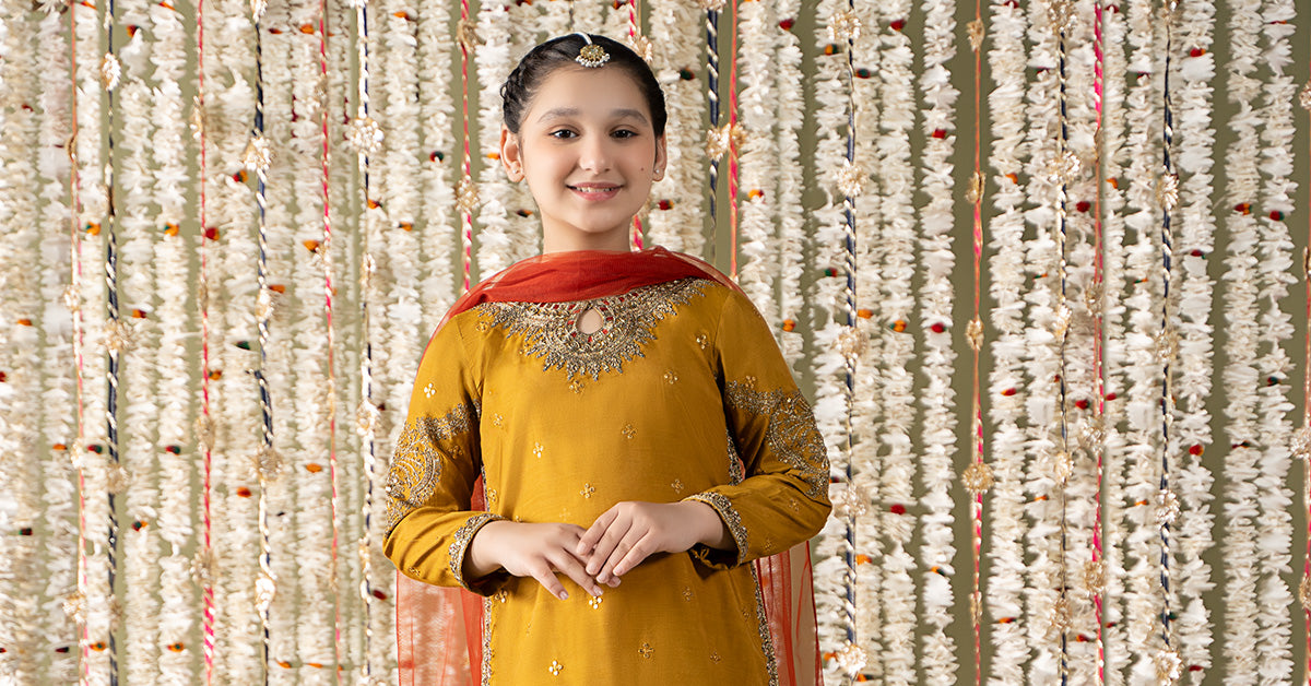 3 Piece Embroidered Raw Silk Suit