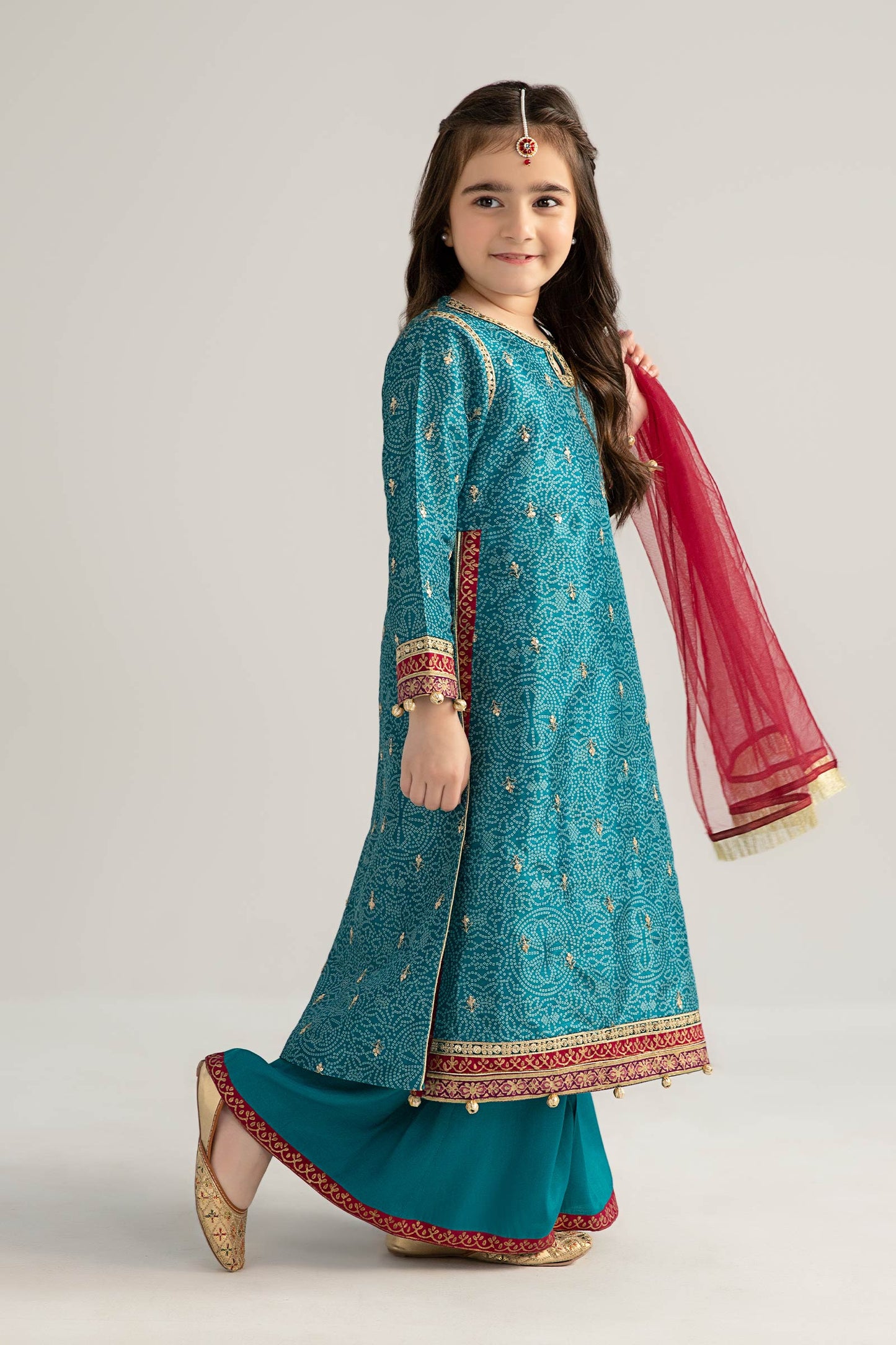 3 Piece Embroidered Raw Silk Suit