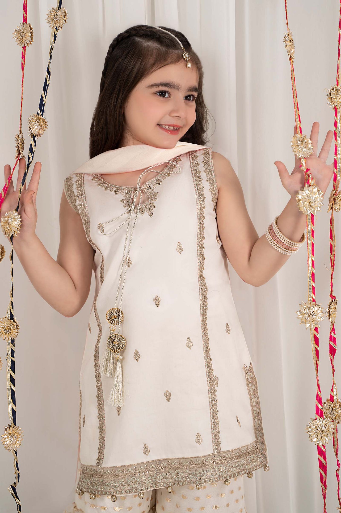 3 Piece Embroidered Cotton Satin Suit
