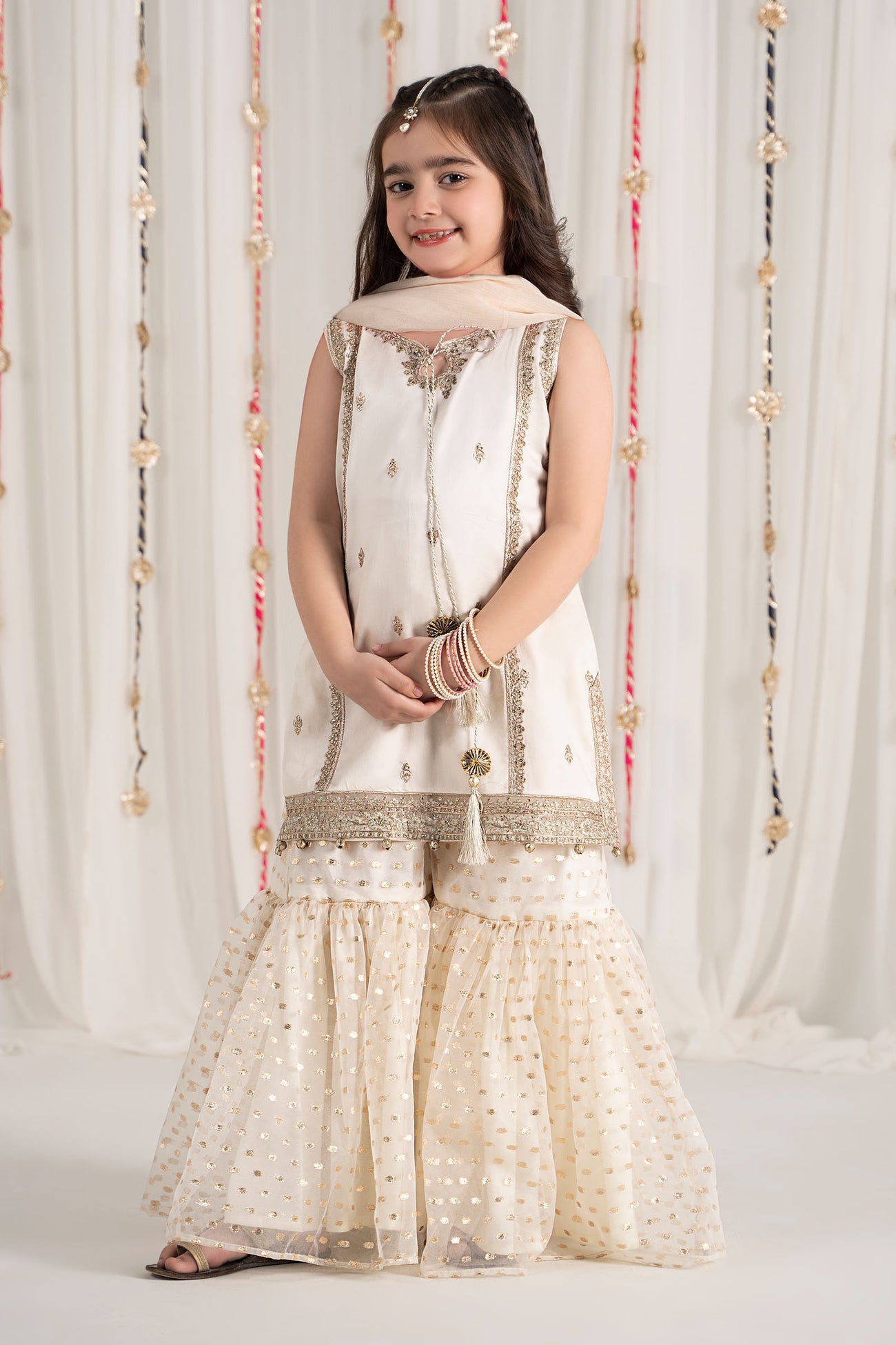 3 Piece Embroidered Cotton Satin Suit