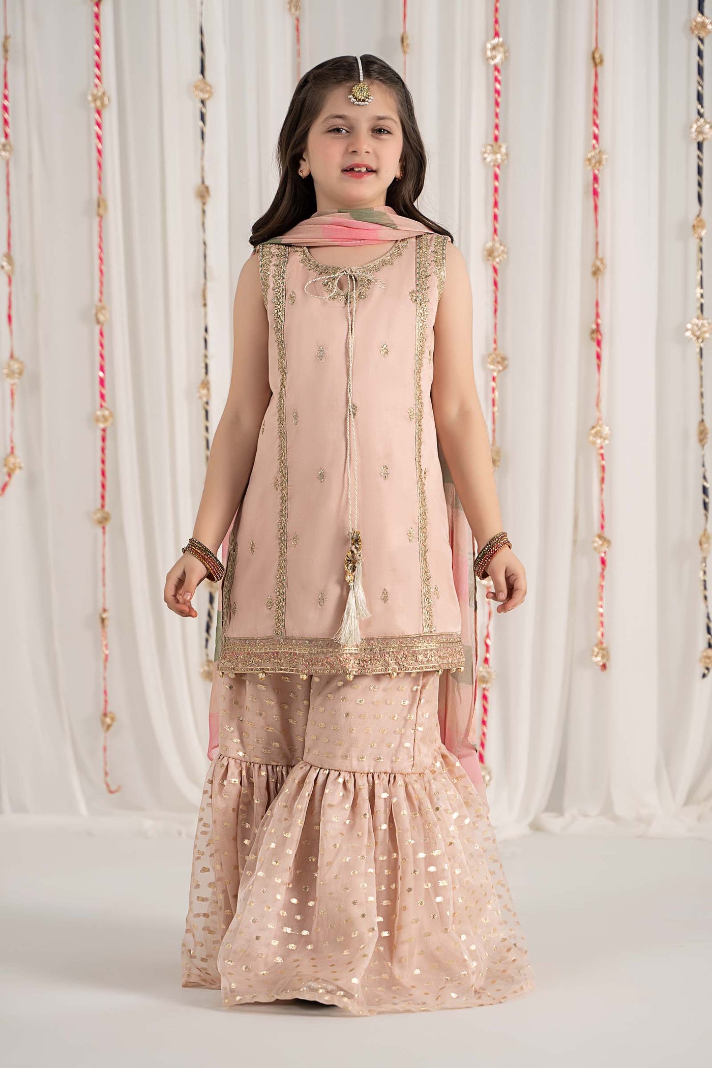 3 Piece Embroidered Cotton Satin Suit