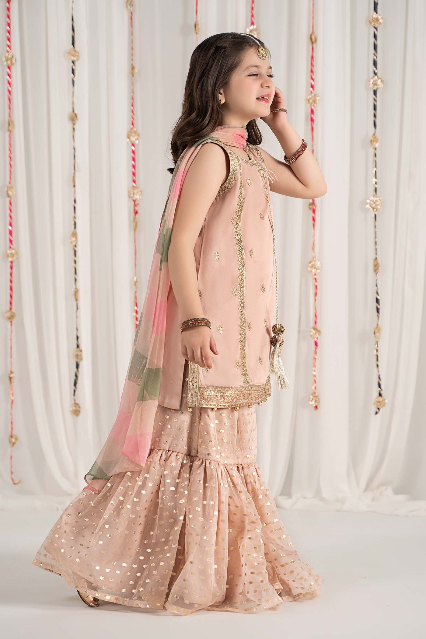 3 Piece Embroidered Cotton Satin Suit