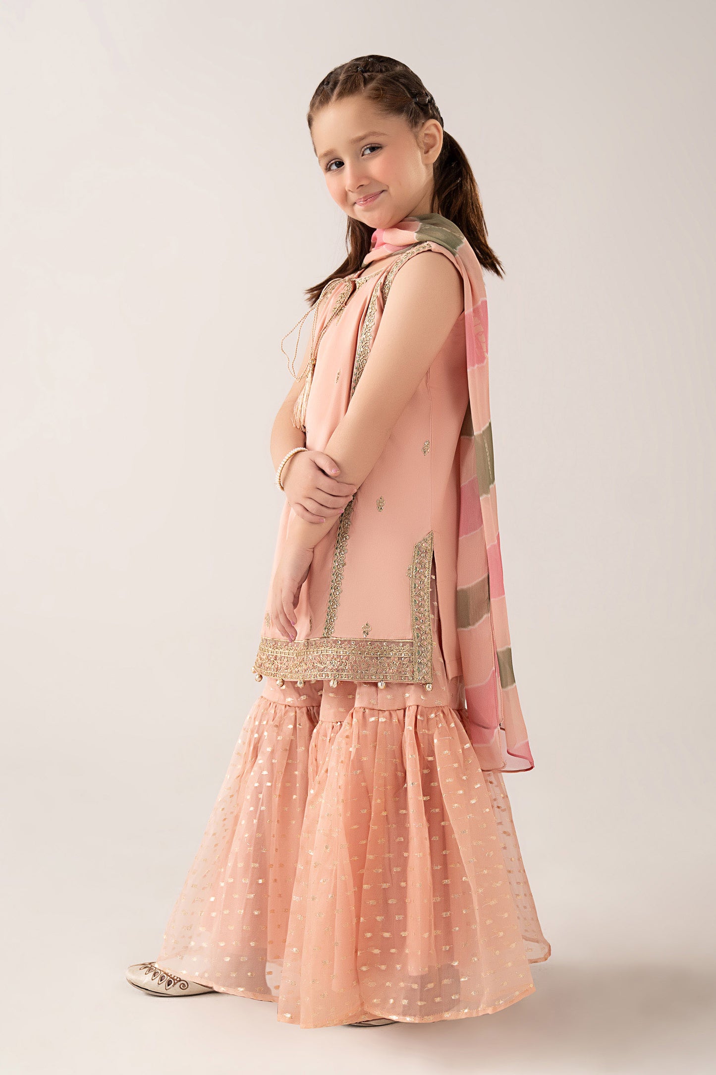 3 Piece Embroidered Cotton Satin Suit