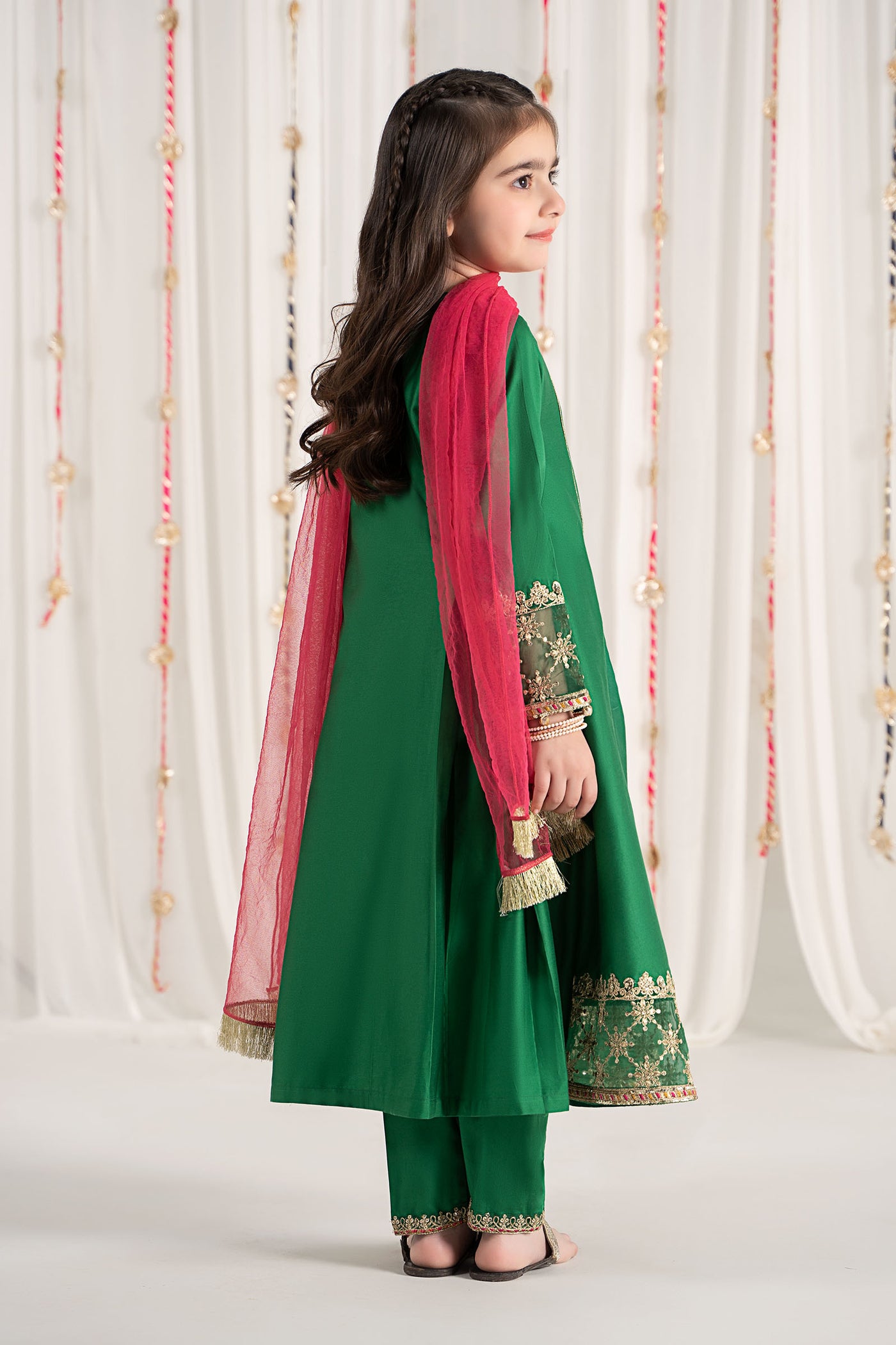 3 Piece Embroidered Cotton Satin Suit