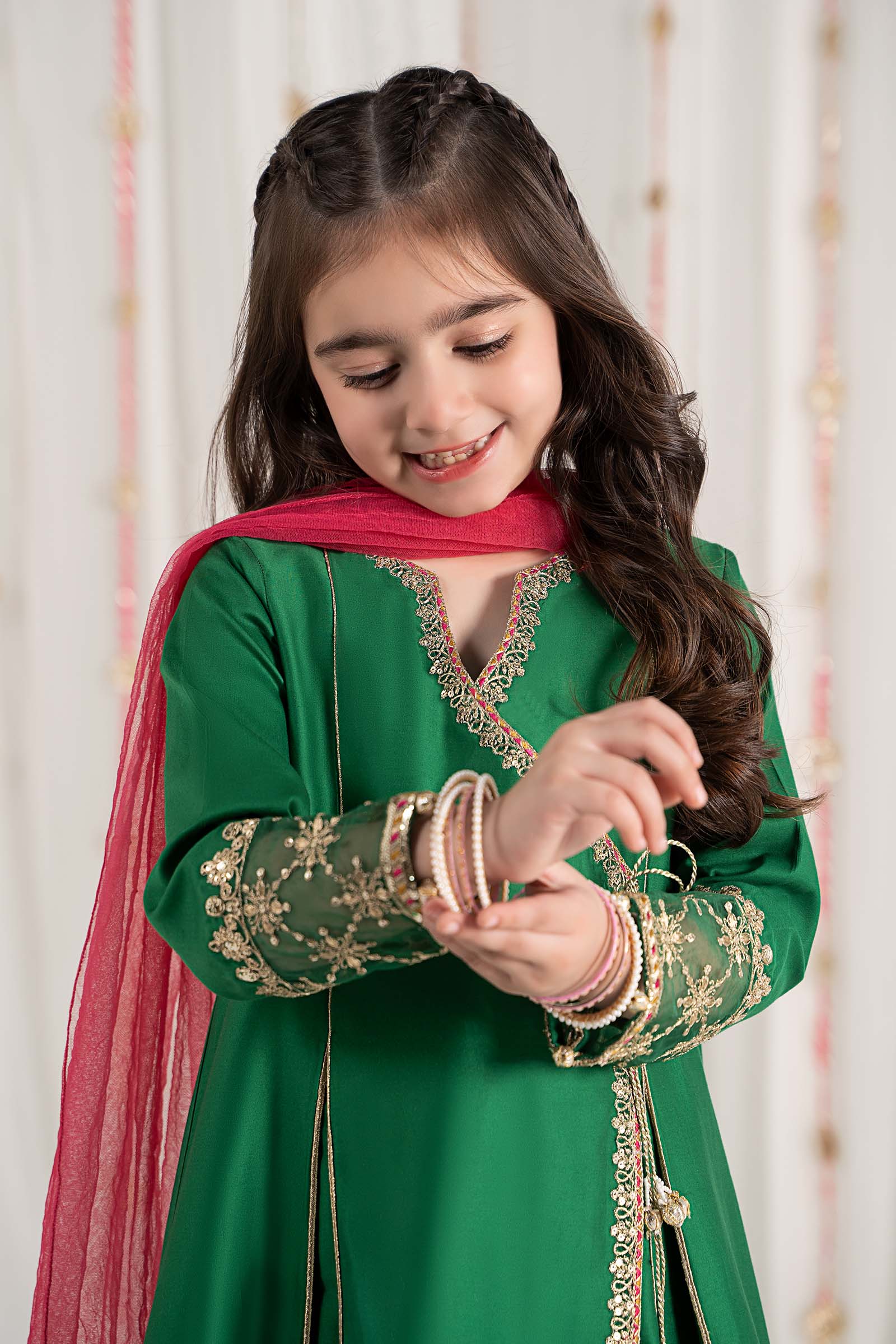 3 Piece Embroidered Cotton Satin Suit