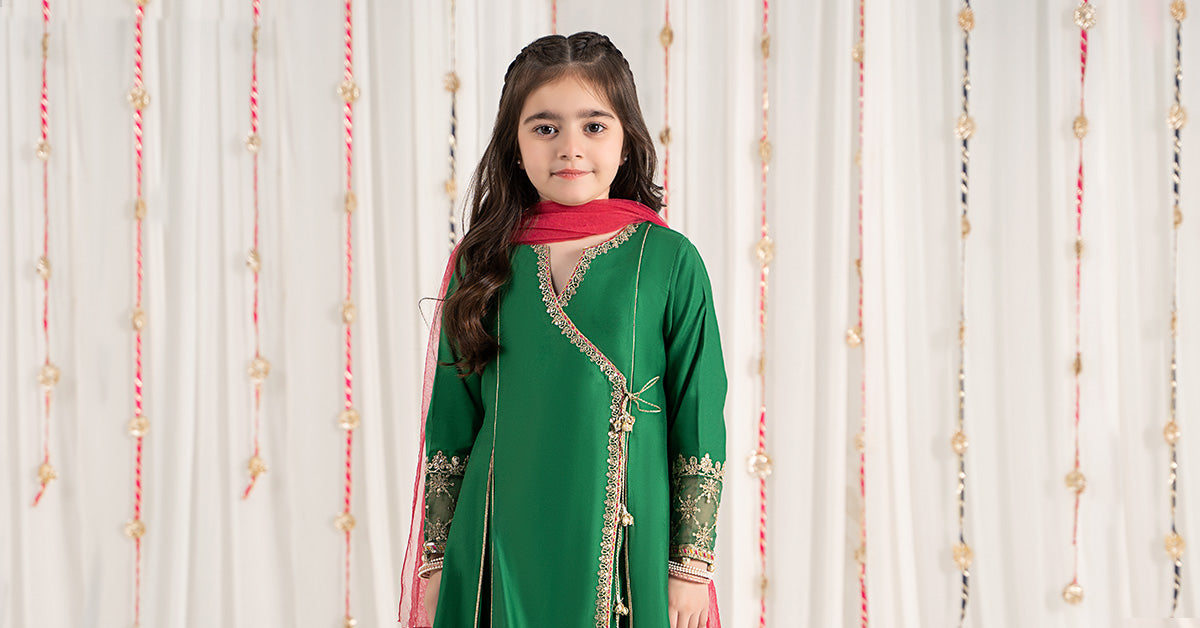 3 Piece Embroidered Cotton Satin Suit