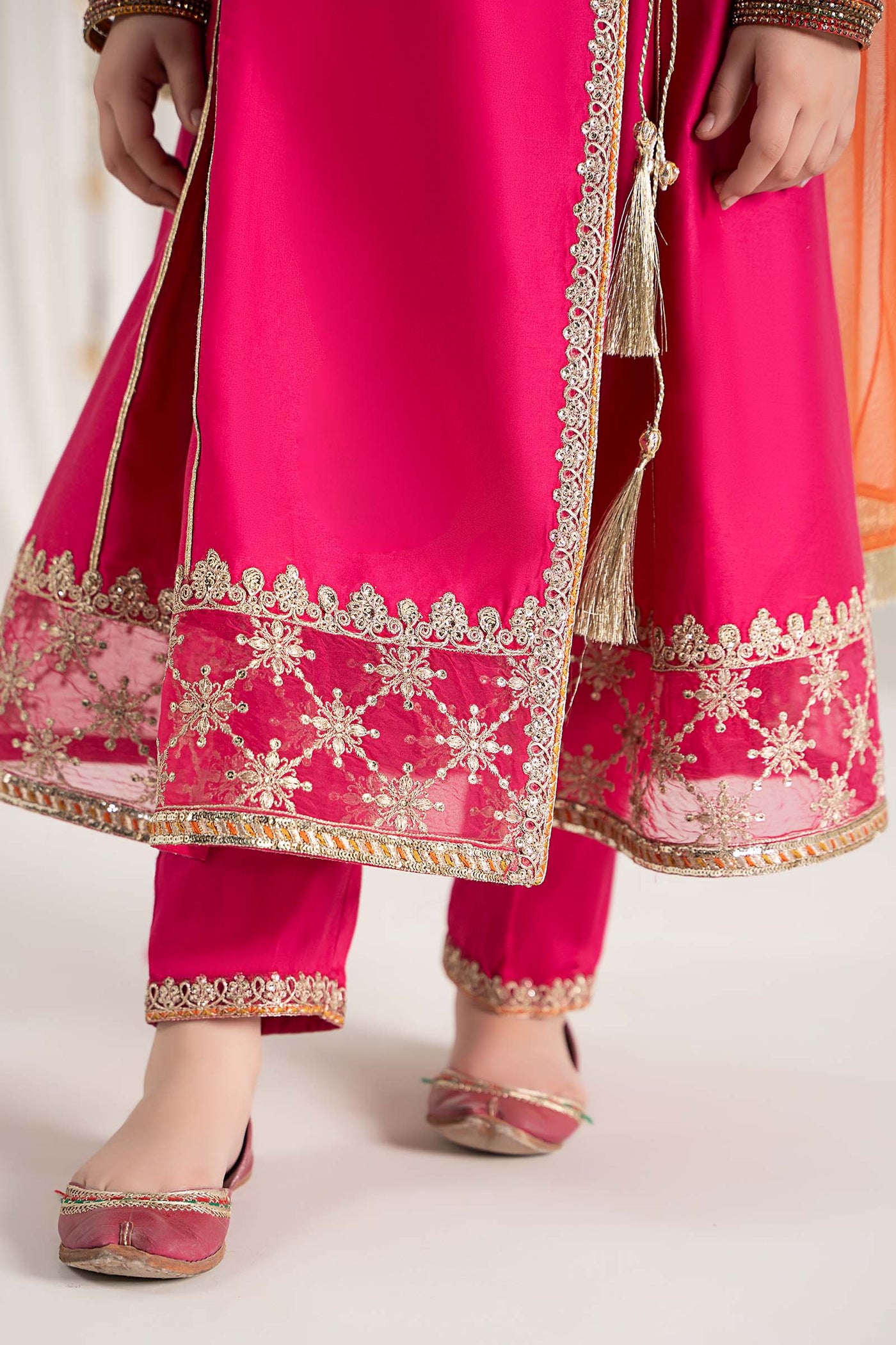 3 Piece Embroidered Cotton Satin Suit