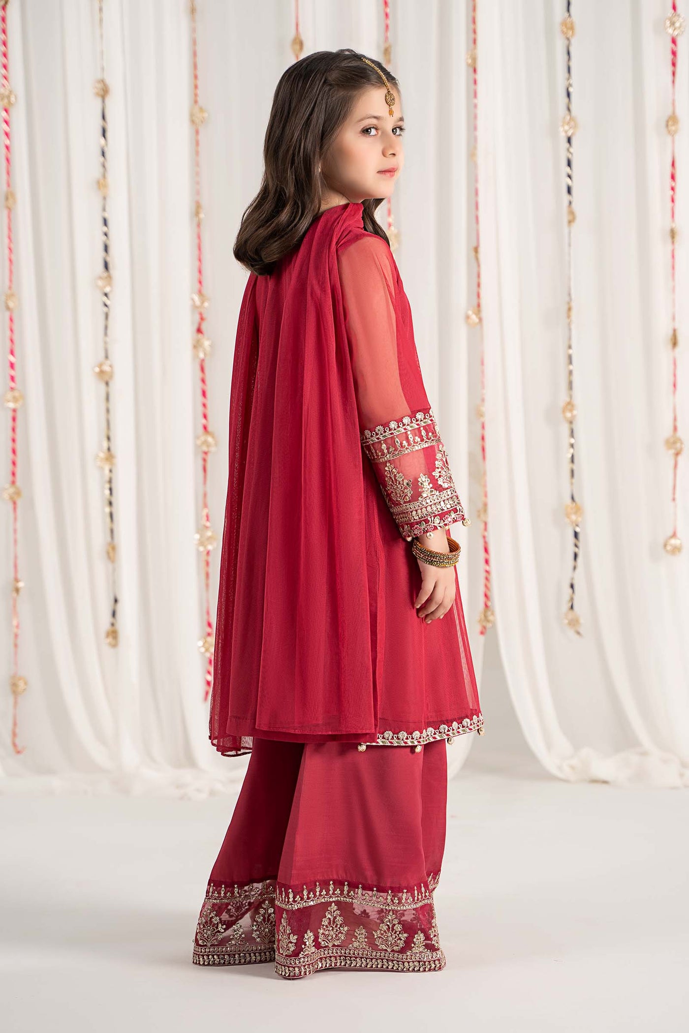 3 Piece Embroidered Polyester Net Suit