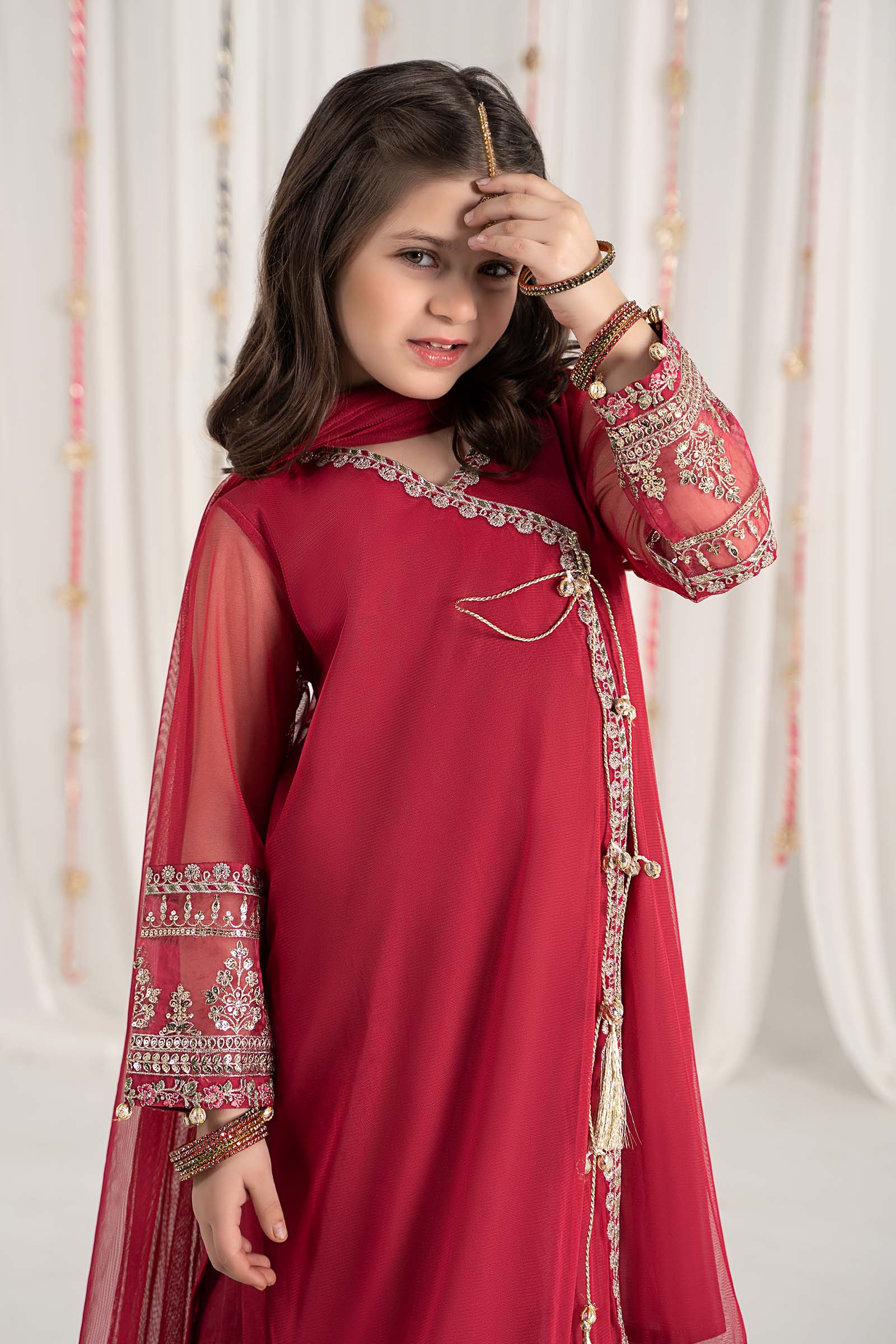3 Piece Embroidered Polyester Net Suit