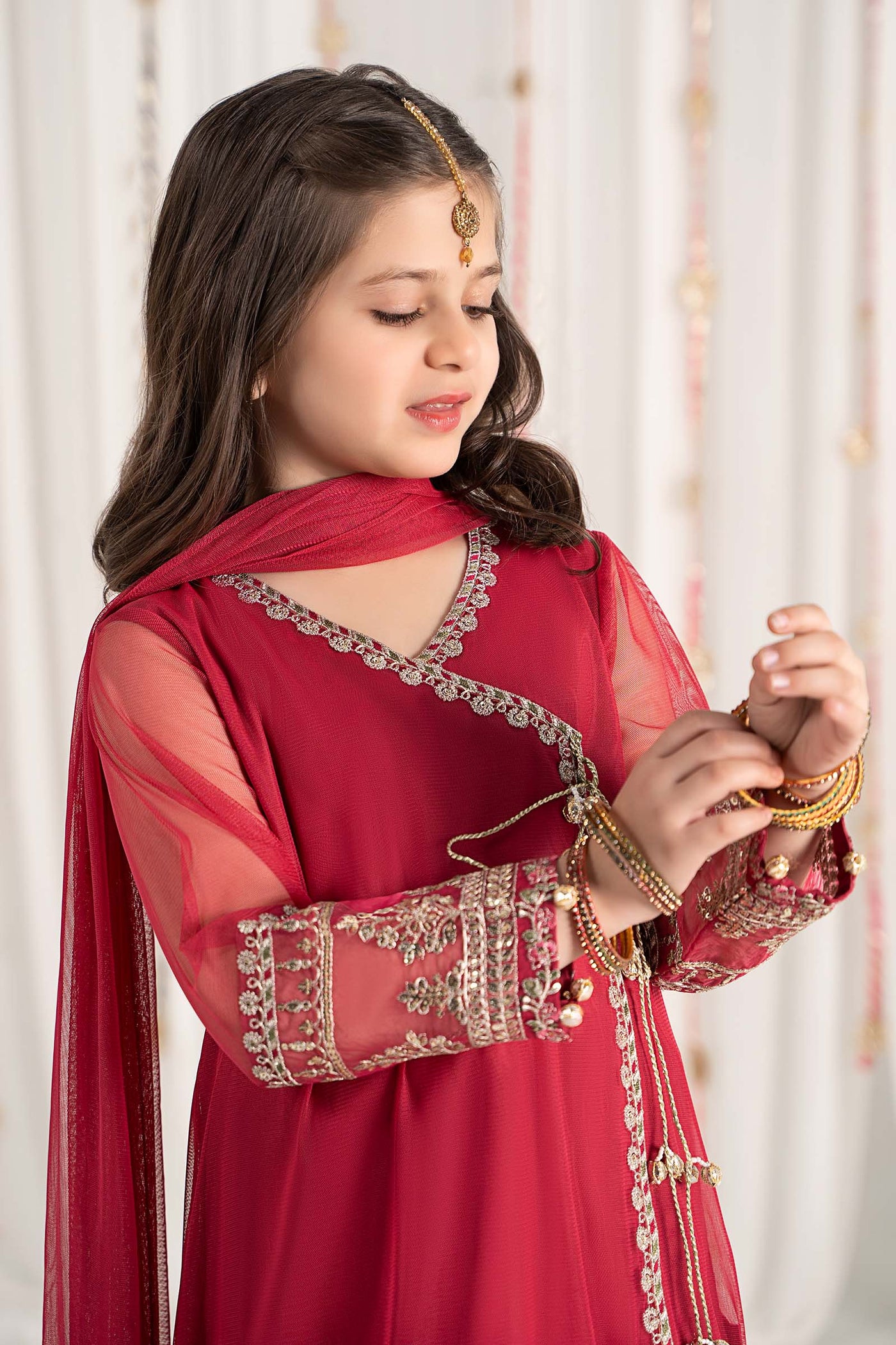 3 Piece Embroidered Polyester Net Suit