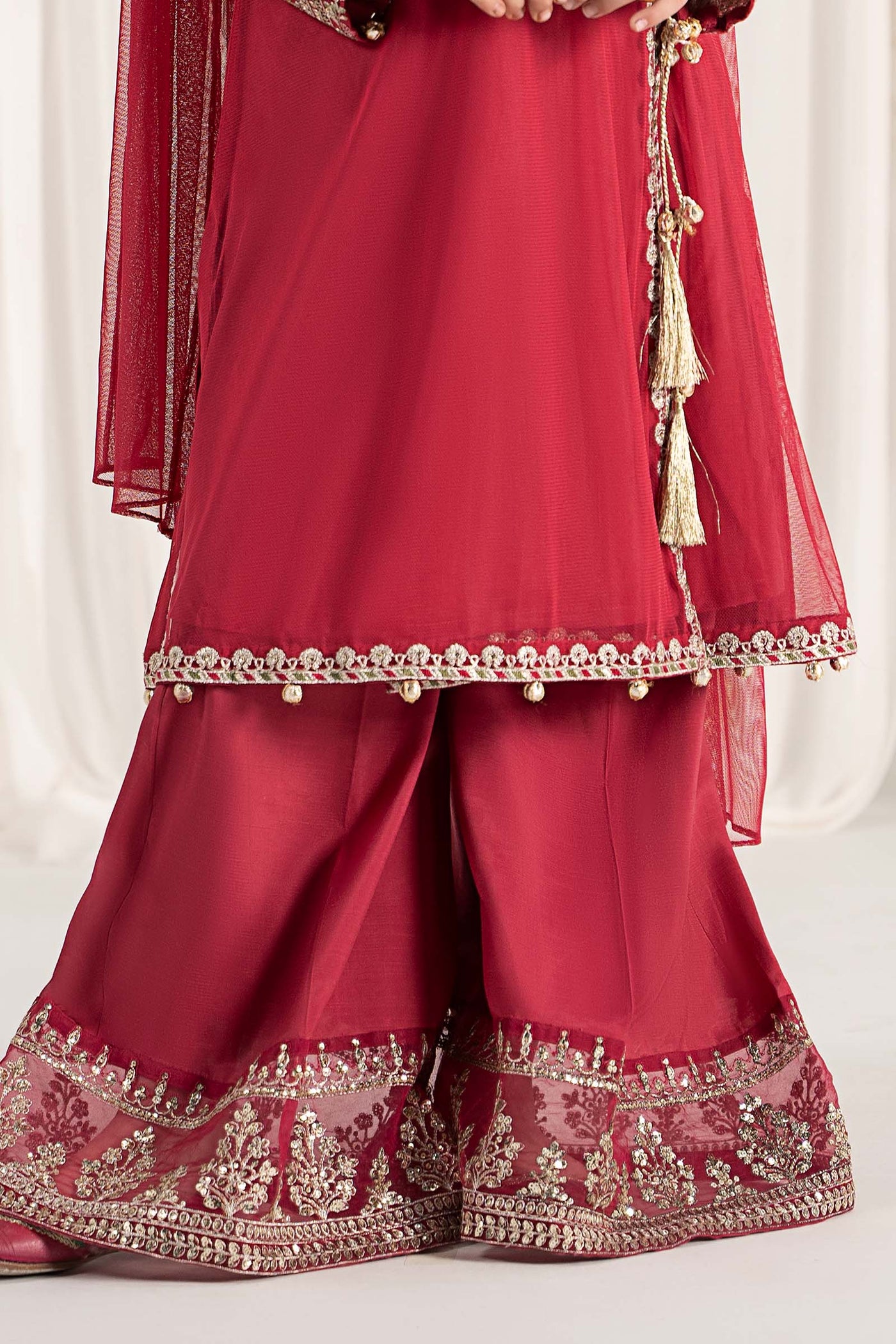 3 Piece Embroidered Polyester Net Suit
