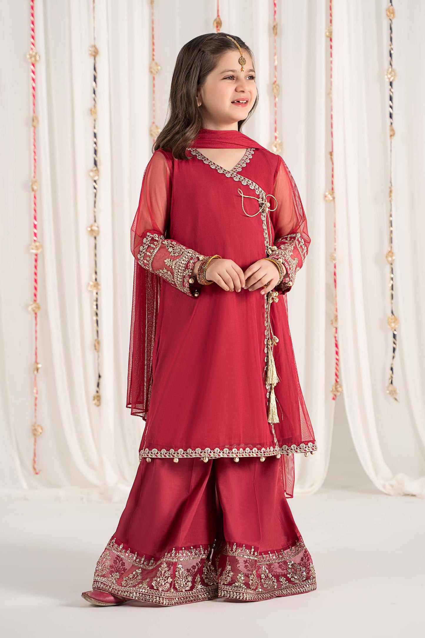 3 Piece Embroidered Polyester Net Suit