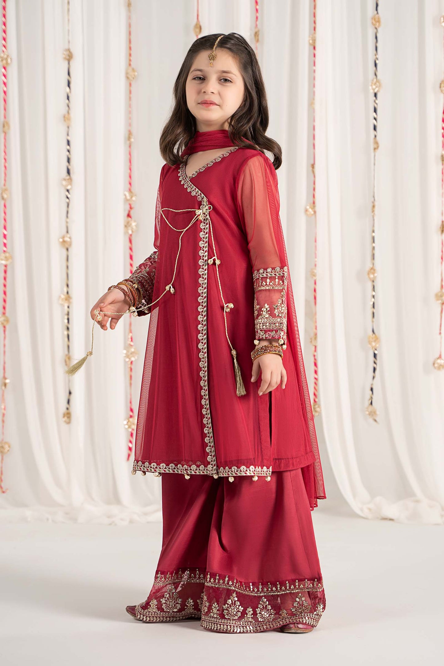 3 Piece Embroidered Polyester Net Suit