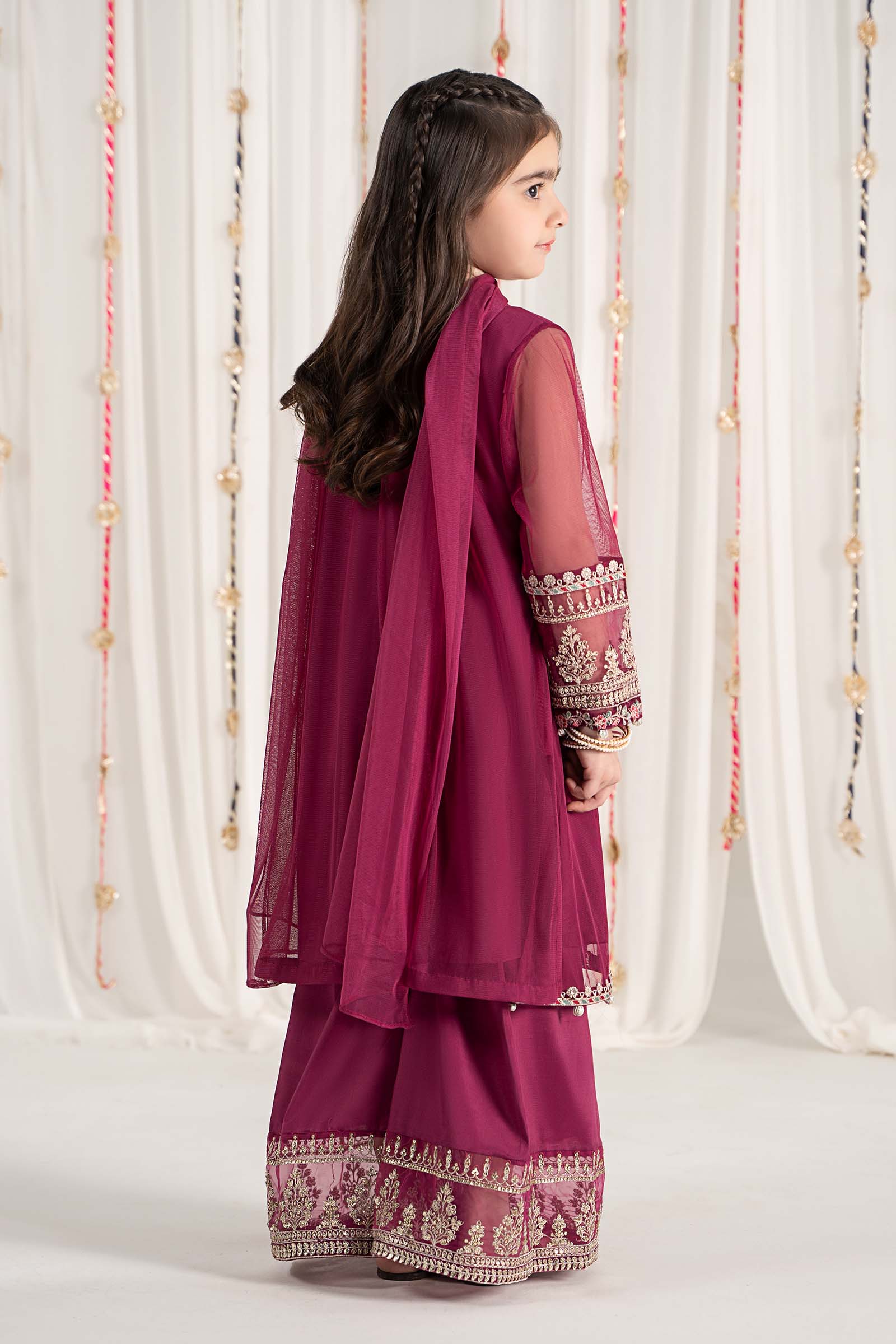 3 Piece Embroidered Polyester Net Suit