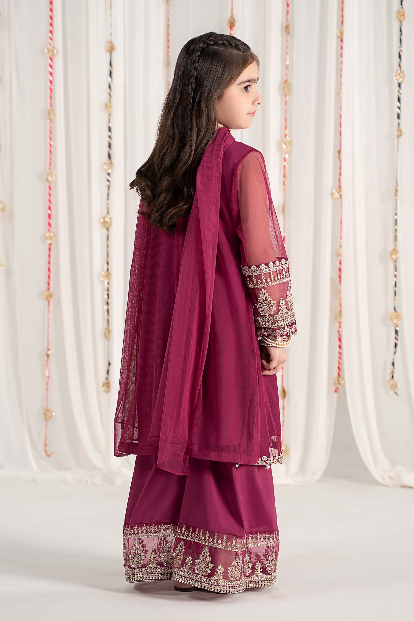 3 Piece Embroidered Polyester Net Suit