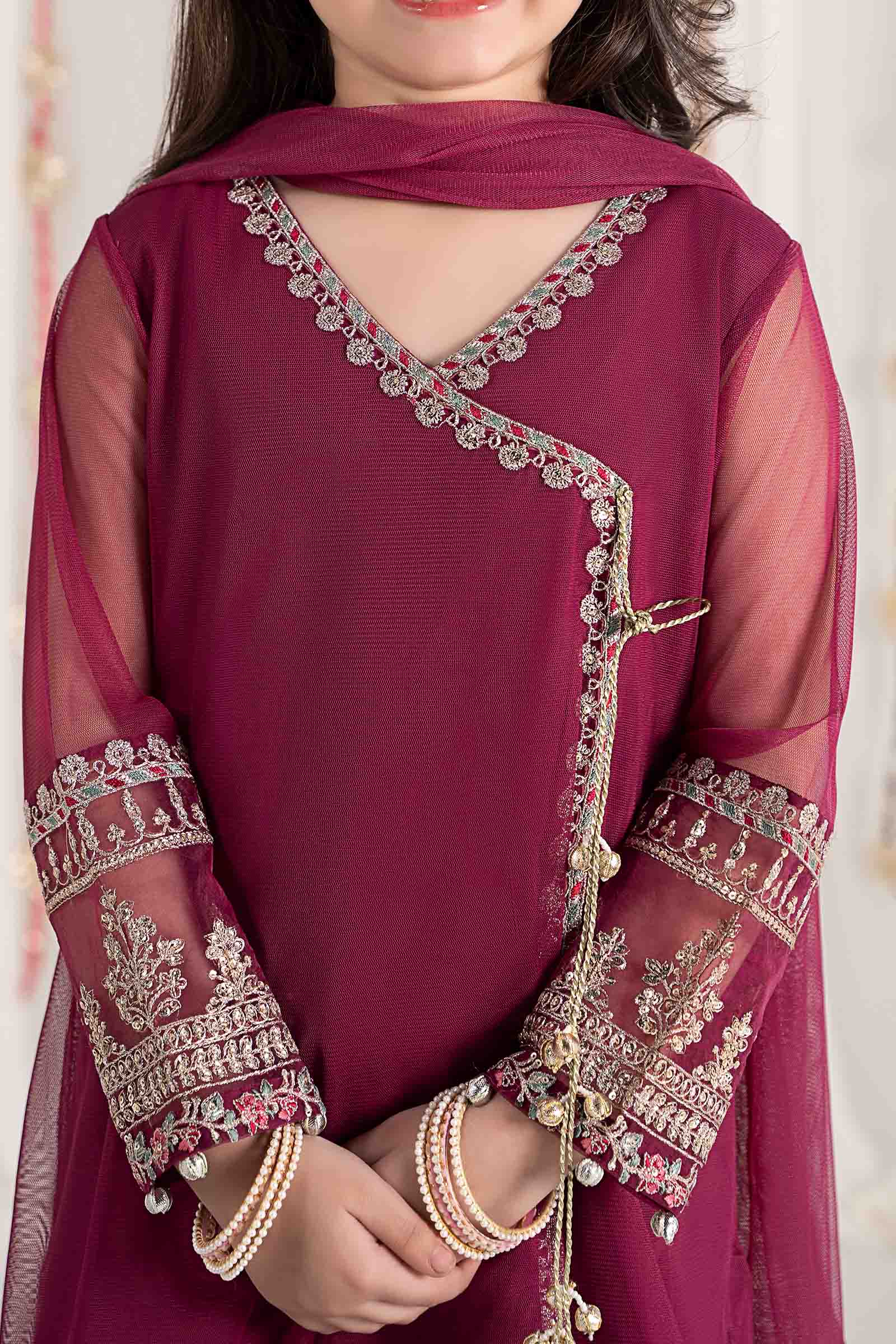 3 Piece Embroidered Polyester Net Suit