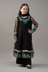 3 Piece Embroidered Polyester Net Suit
