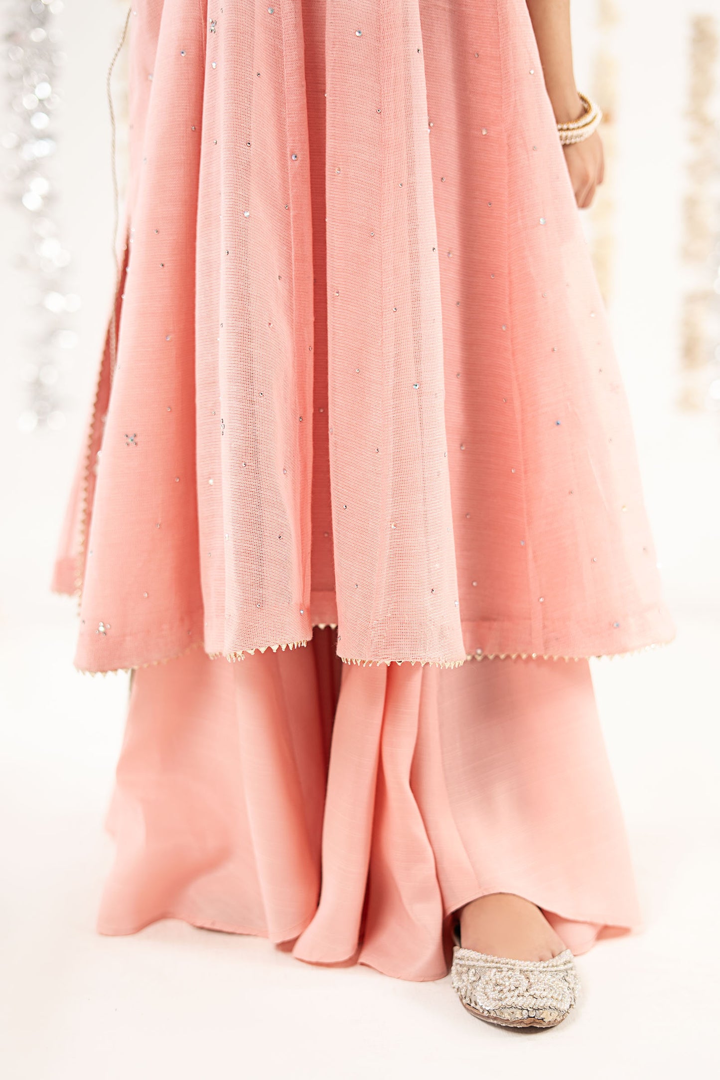 2 Piece Embroidered Cotton Net Suit