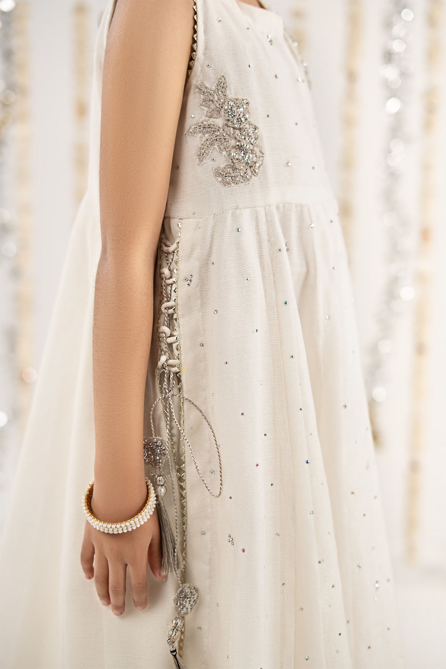 2 Piece Embroidered Cotton Net Suit