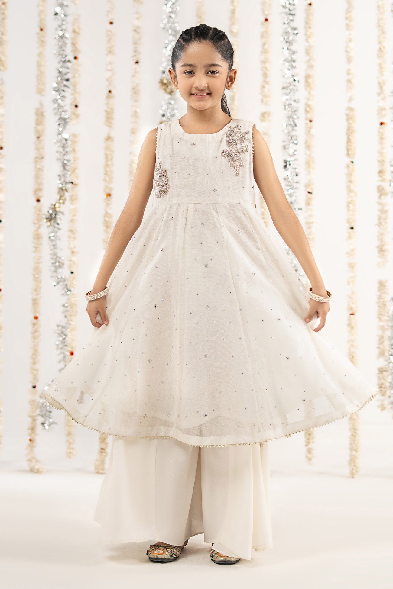 2 Piece Embroidered Cotton Net Suit