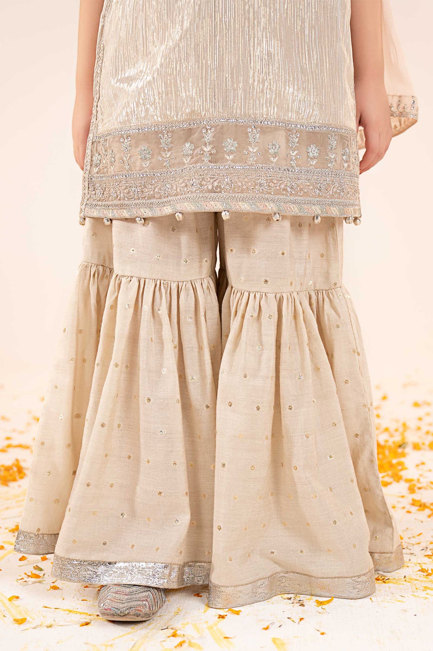 3 Piece Embroidered Shimmer Silk Suit