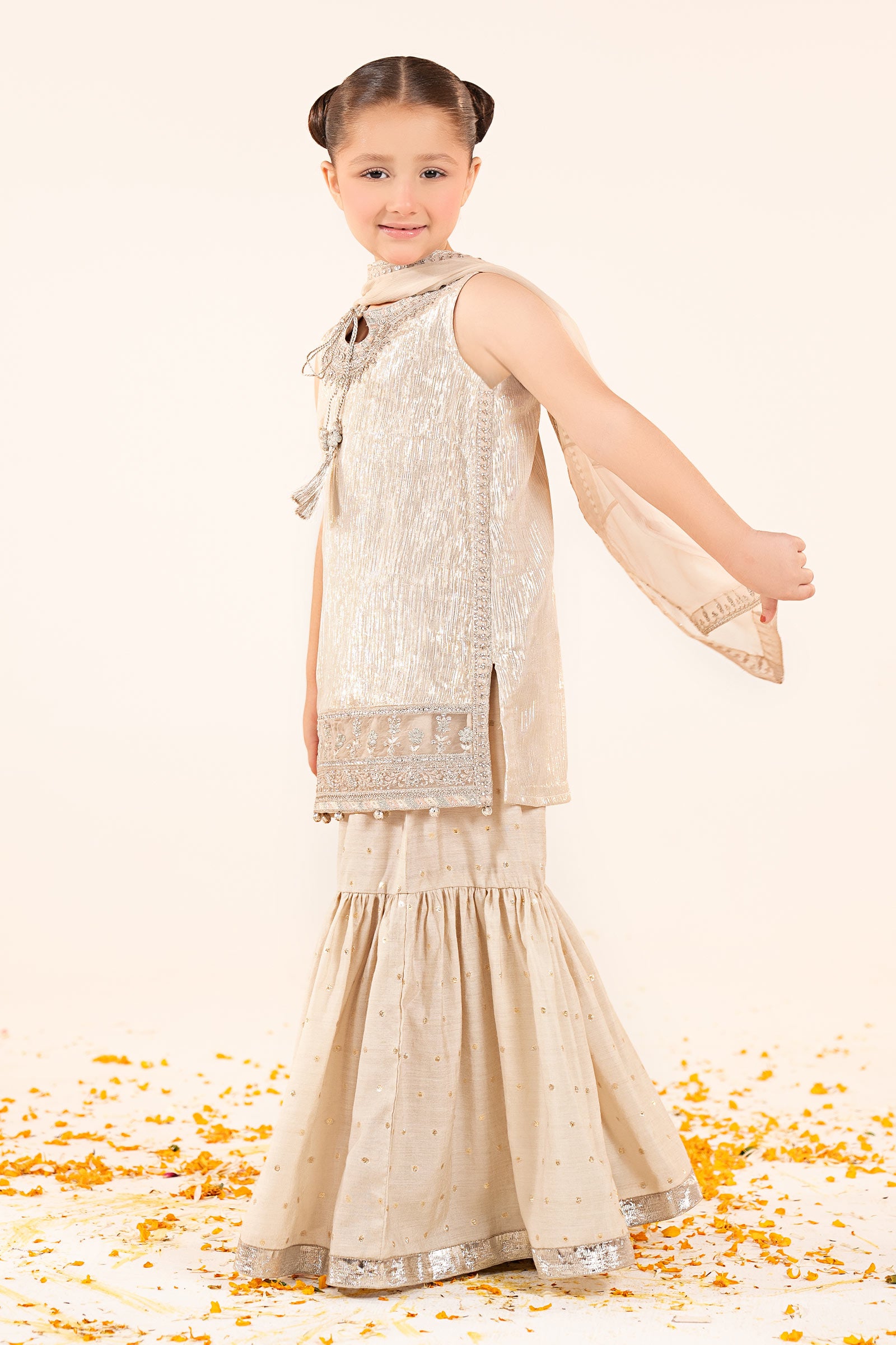 3 Piece Embroidered Shimmer Silk Suit