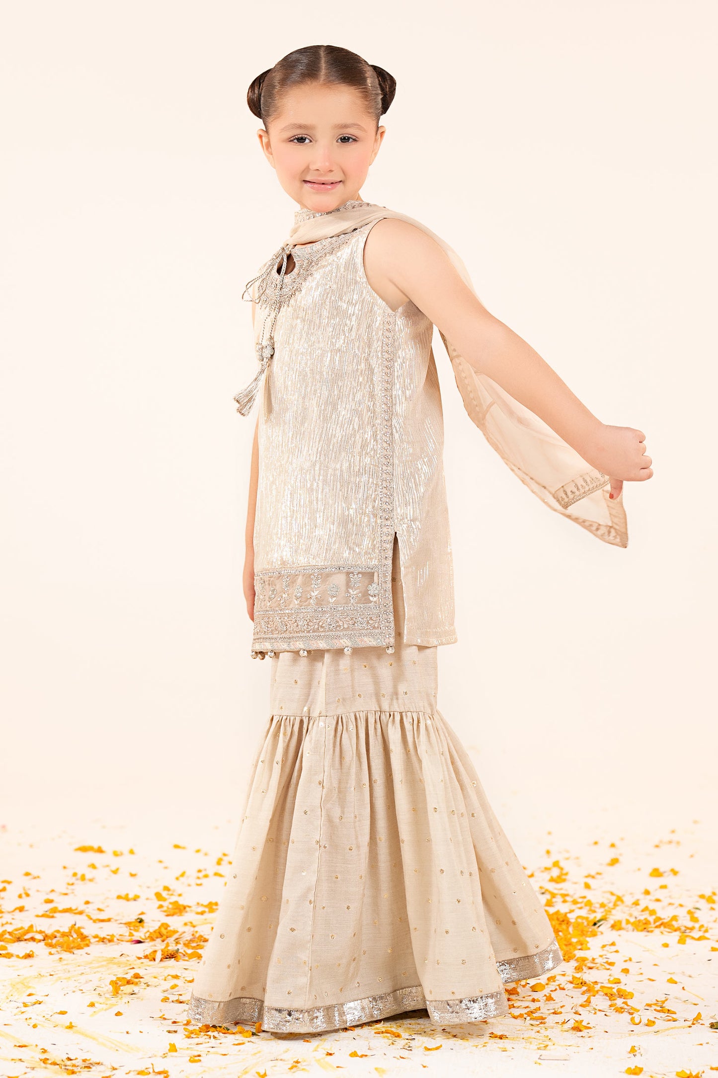 3 Piece Embroidered Shimmer Silk Suit