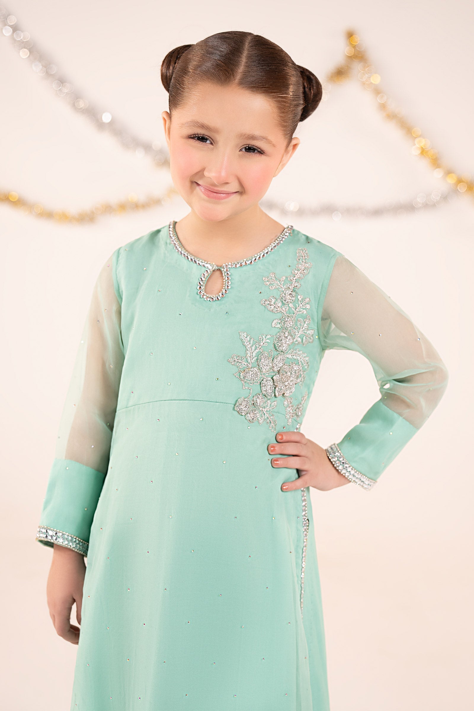 2 Piece Embroidered Organza Suit