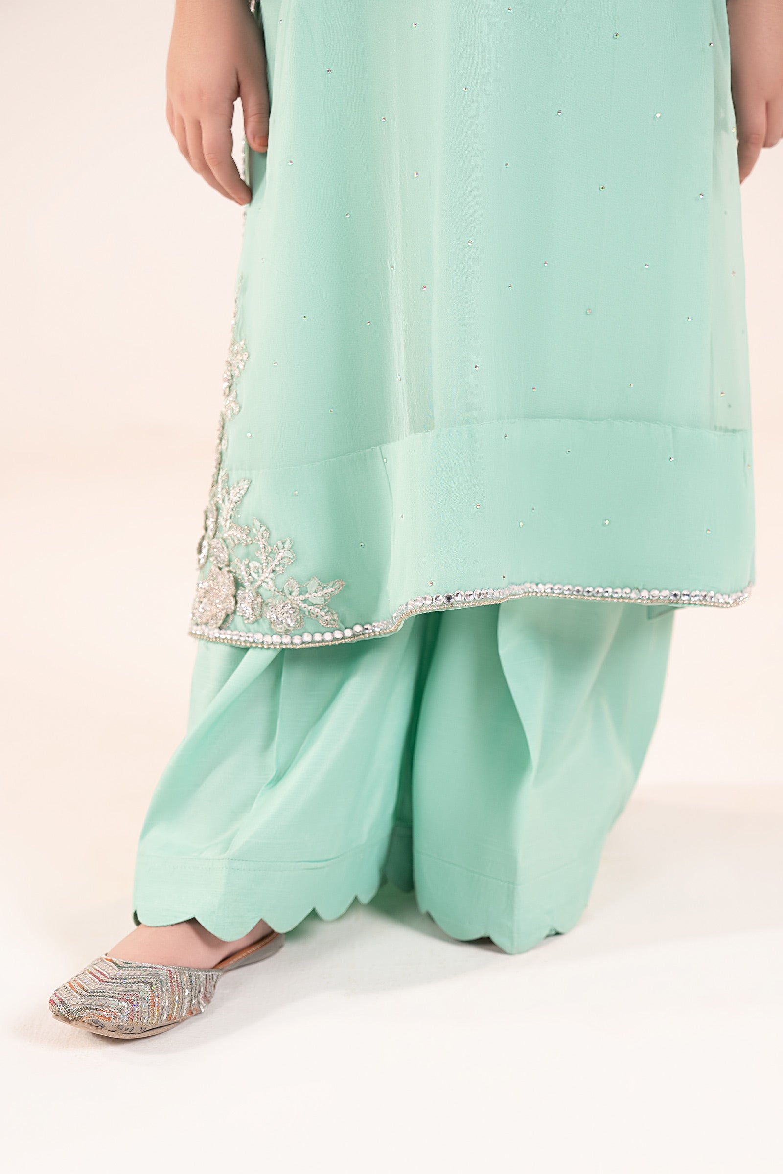 2 Piece Embroidered Organza Suit