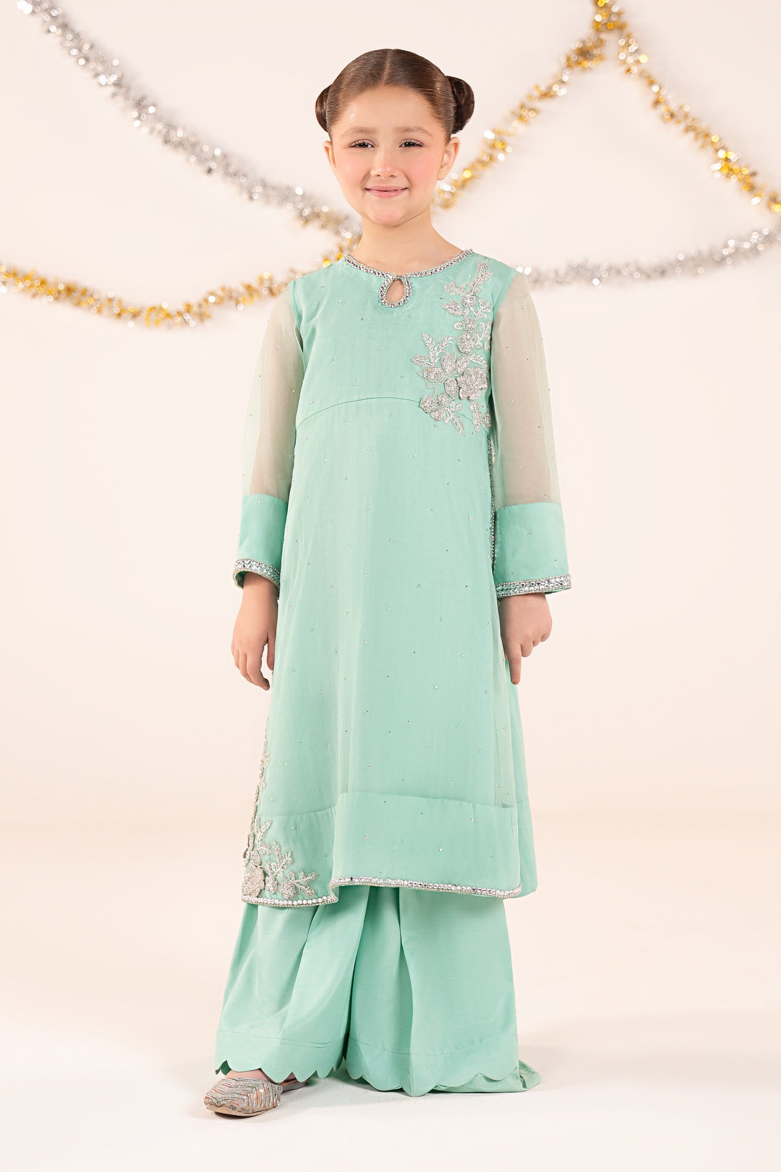 2 Piece Embroidered Organza Suit