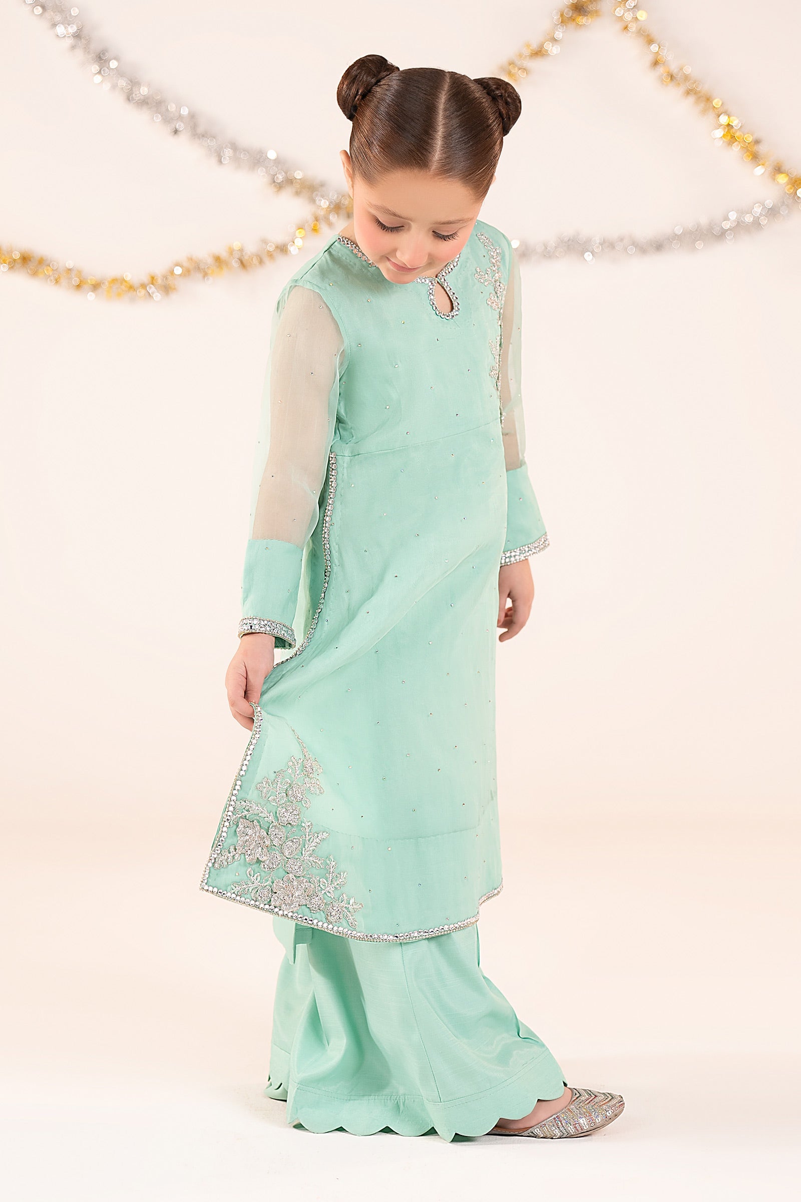 2 Piece Embroidered Organza Suit
