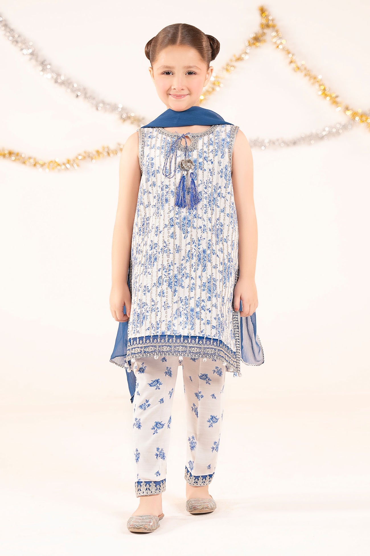 3 Piece Embroidered Raw Silk Suit