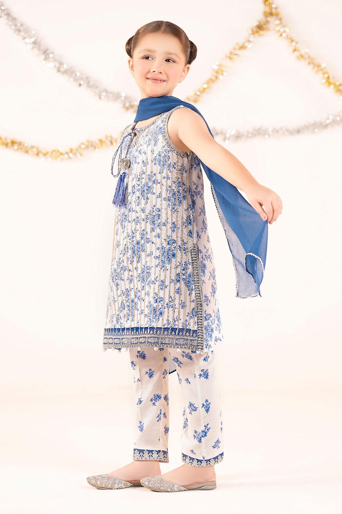 3 Piece Embroidered Raw Silk Suit