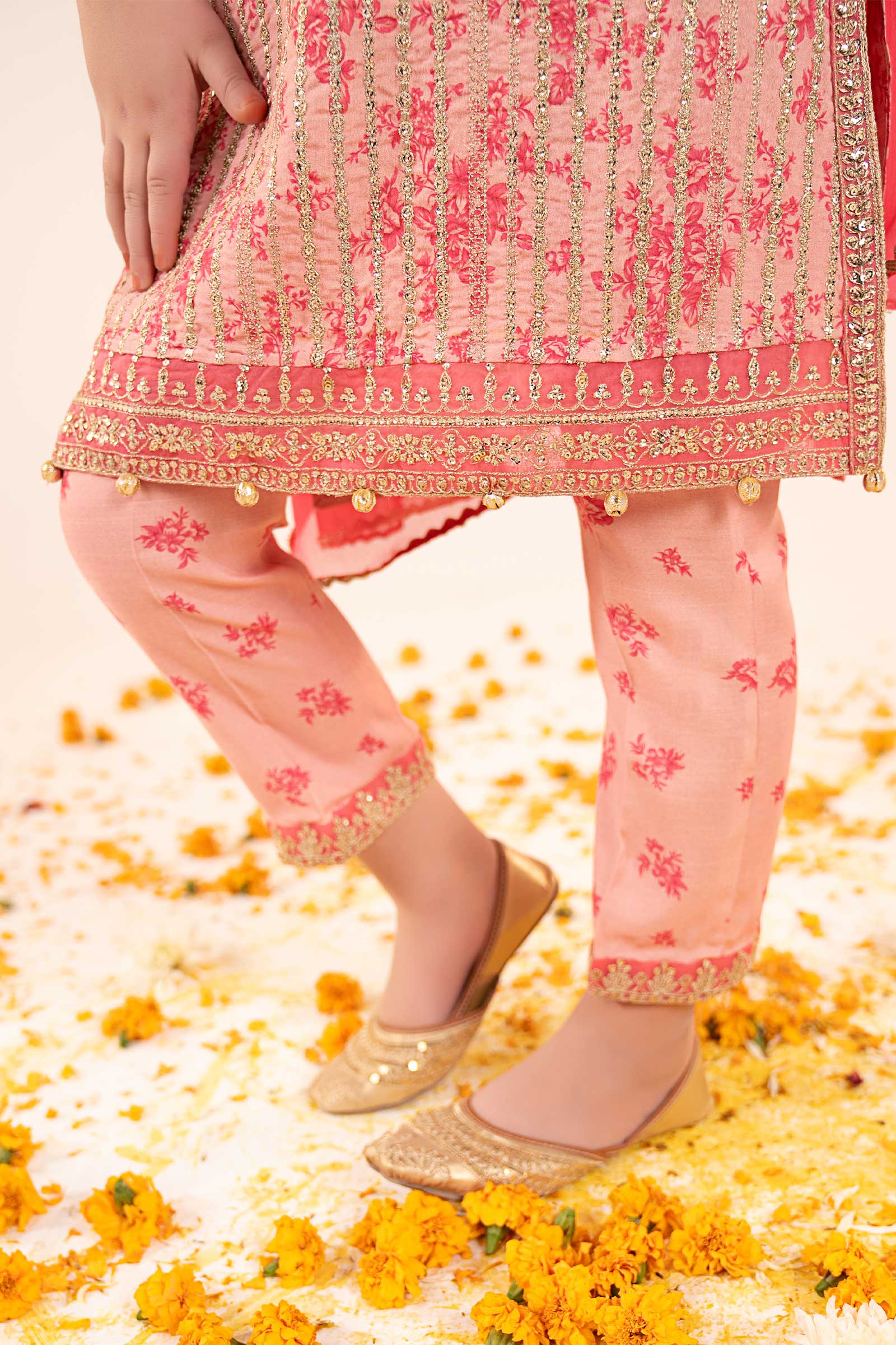 3 Piece Embroidered Raw Silk Suit