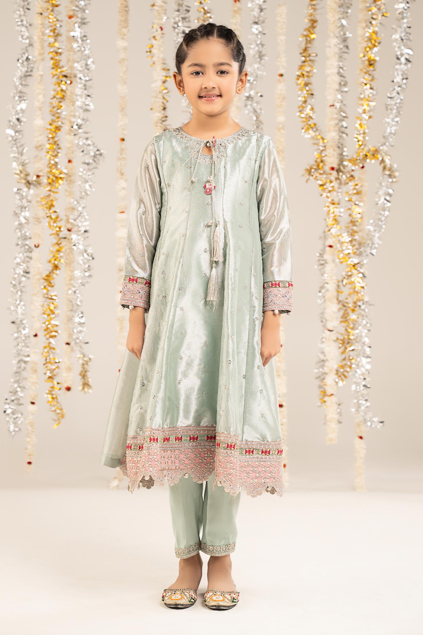 2 Piece Embroidered Tissue Suit